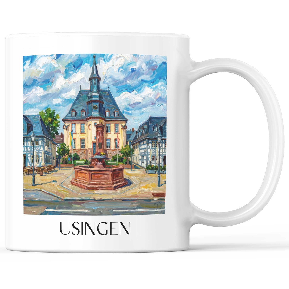 Usingen Kaffeebecher - Taunus - Deutschland Becher - Kaffeetasse im Ölgemälde Stil - favplace