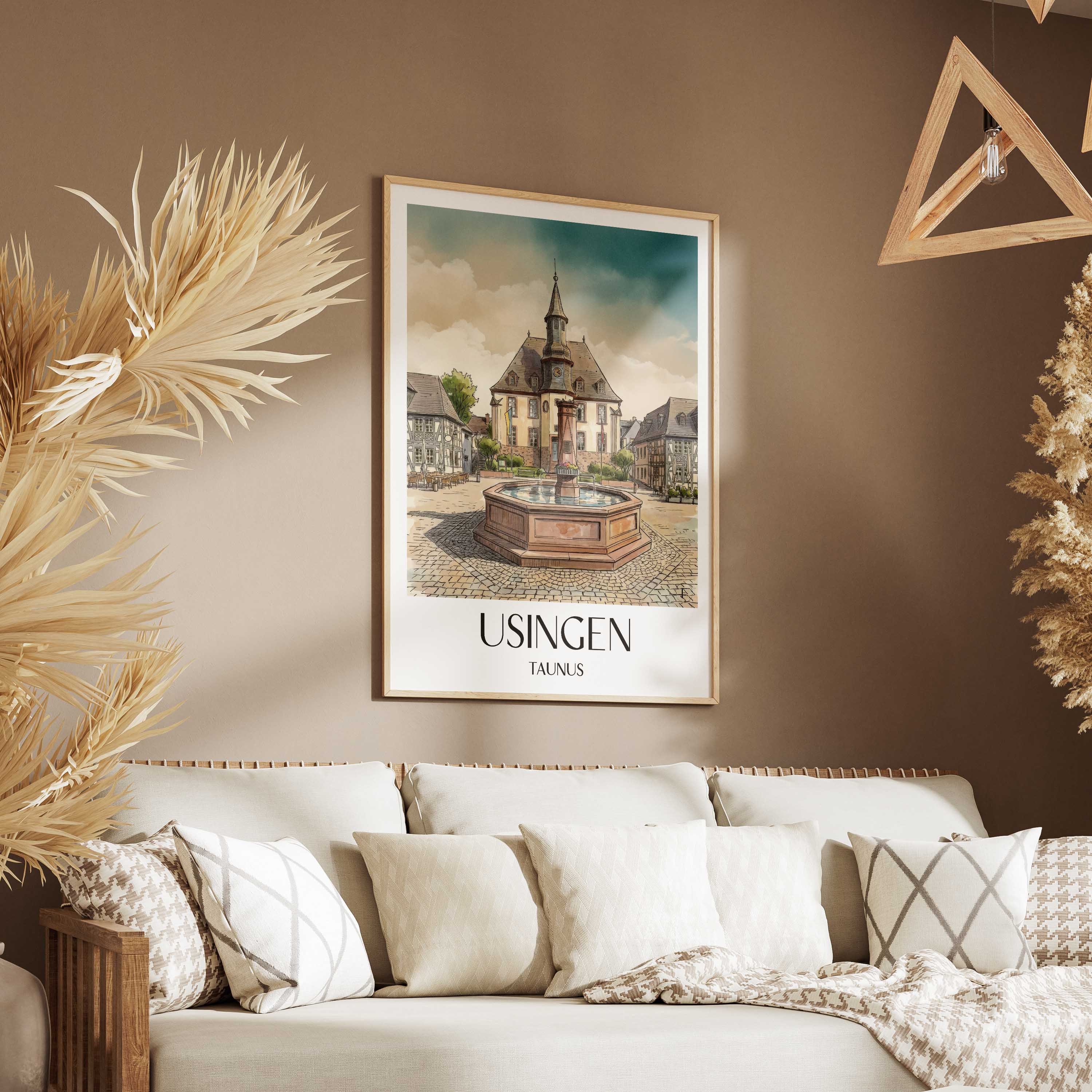 usingen-taunus-deutschland-poster-aquarell