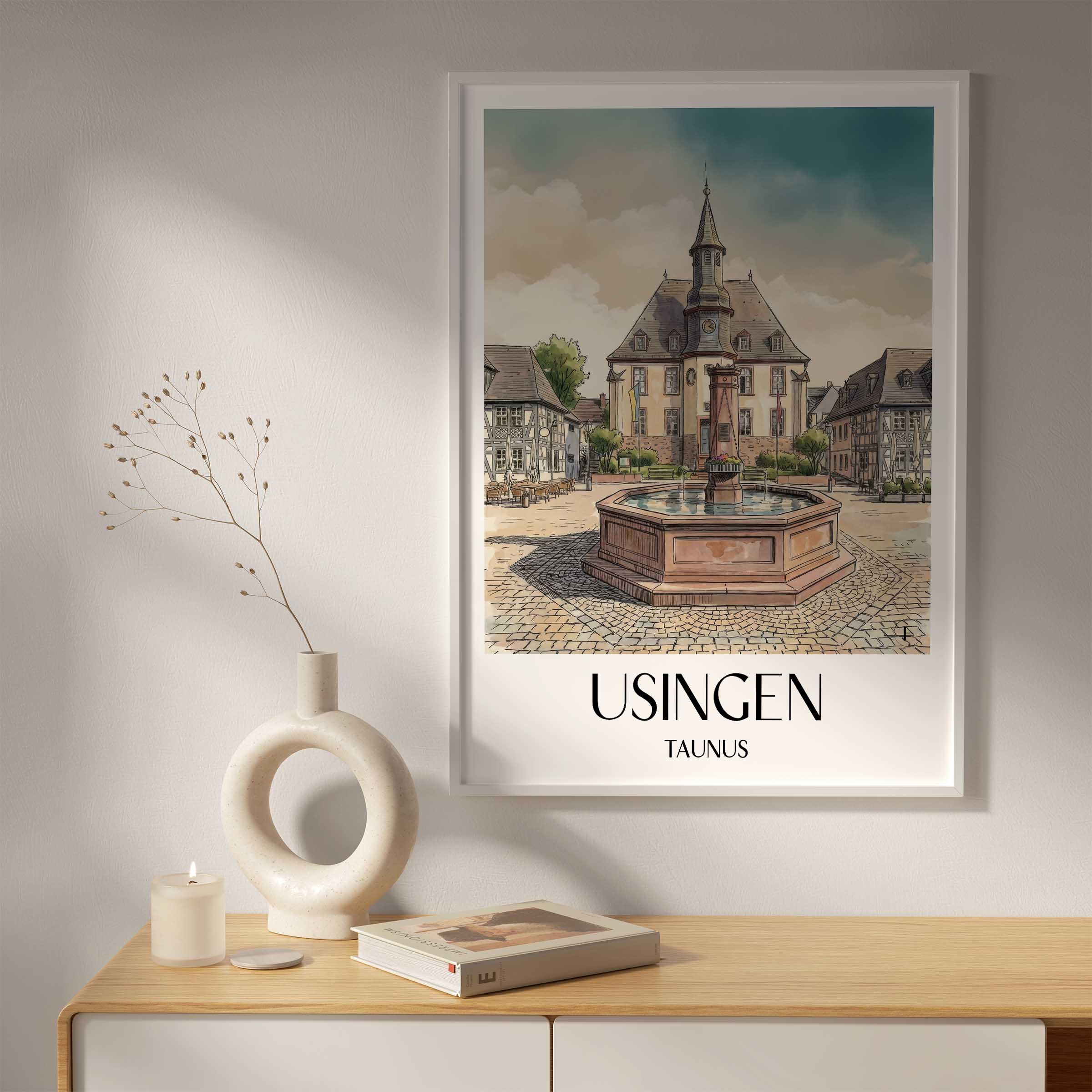 usingen-taunus-deutschland-poster-aquarell