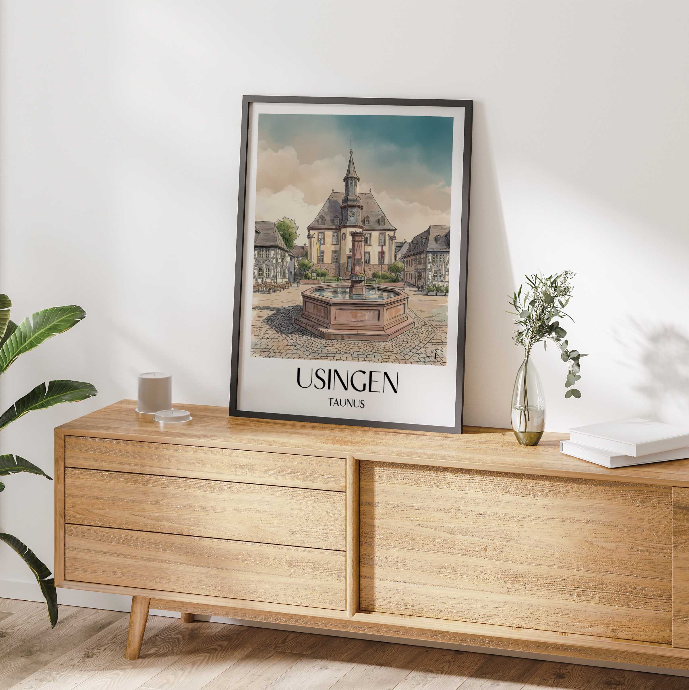 usingen-taunus-deutschland-poster-aquarell