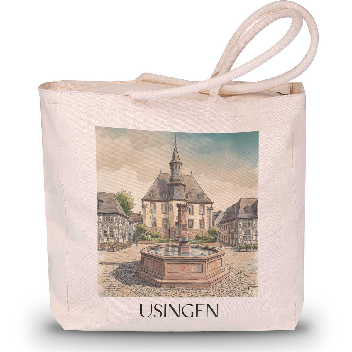 usingen-taunus-deutschland-einkaufstasche-aquarell