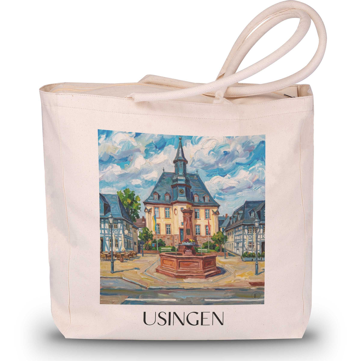 Usingen Shopping Tasche - Taunus - Deutschland Tote Bag - Einkaufstasche im Ölgemälde Stil - favplace