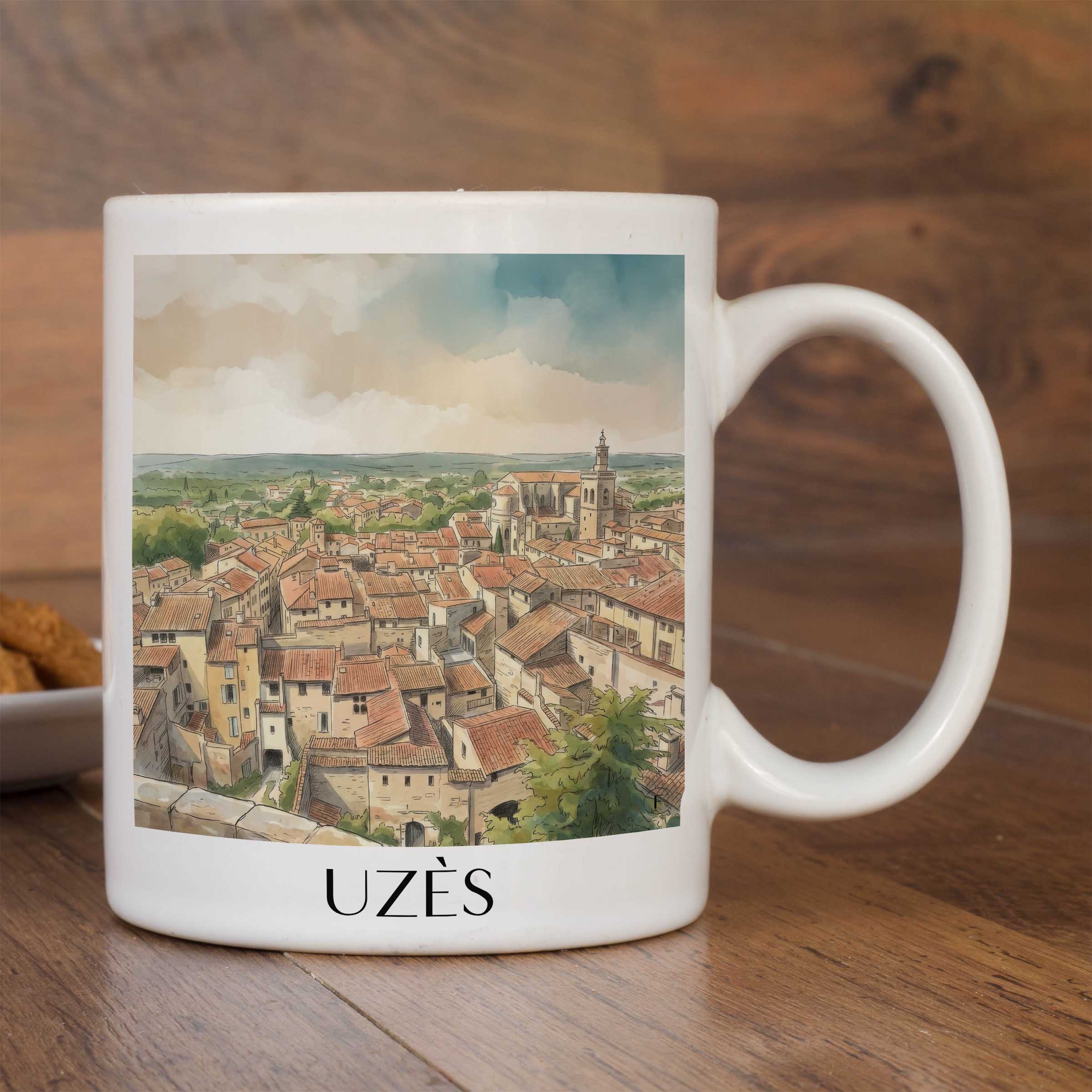uzès-okzitanien--frankreich-kaffeebecher-aquarell