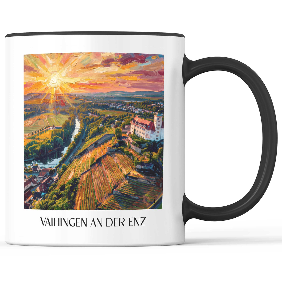 Vaihingen an der Enz Kaffeebecher - Enztal - Deutschland Becher - Kaffeetasse im Ölgemälde Stil