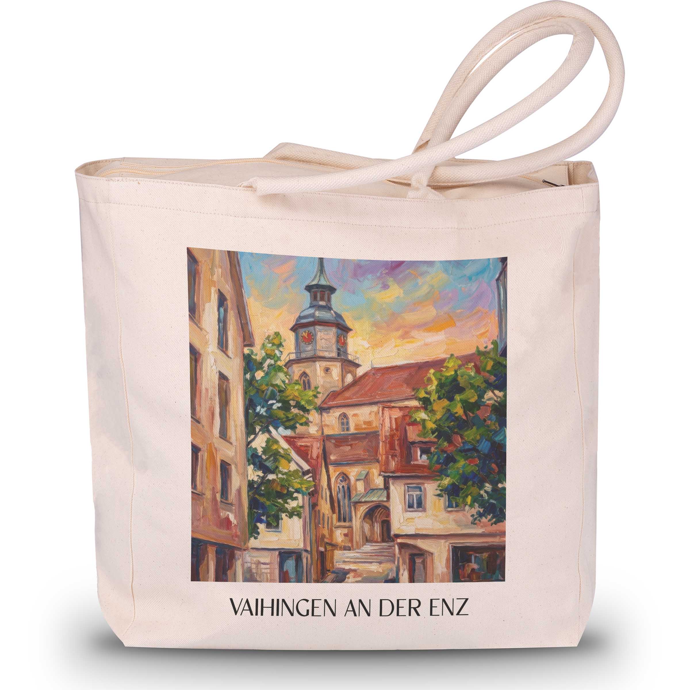 vaihingen-an-der-enz-enztal-deutschland-einkaufstasche-oil-painting-oelgemaelde