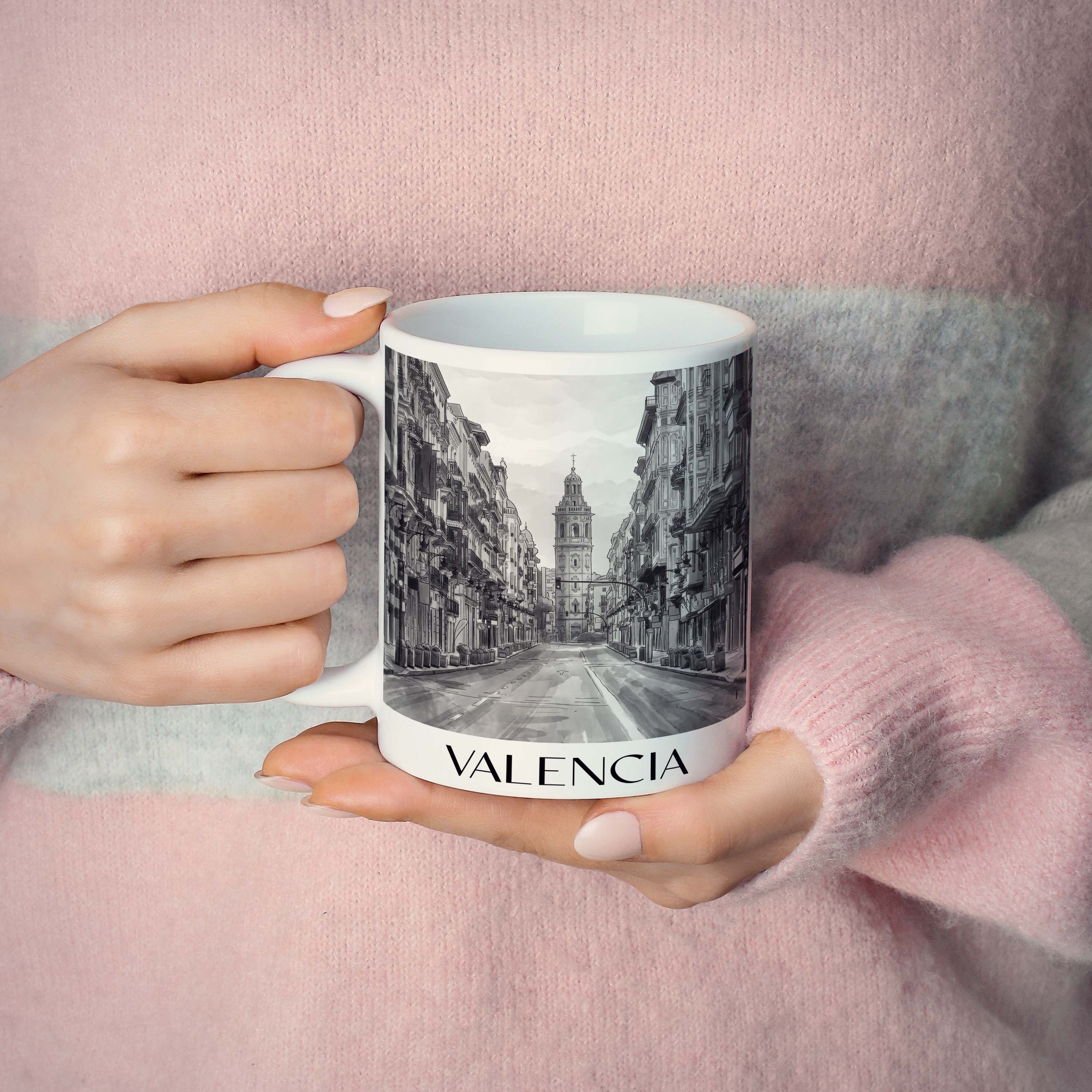 valencia-spanien-spanien-kaffeebecher-aquarell-schwarz-weiss