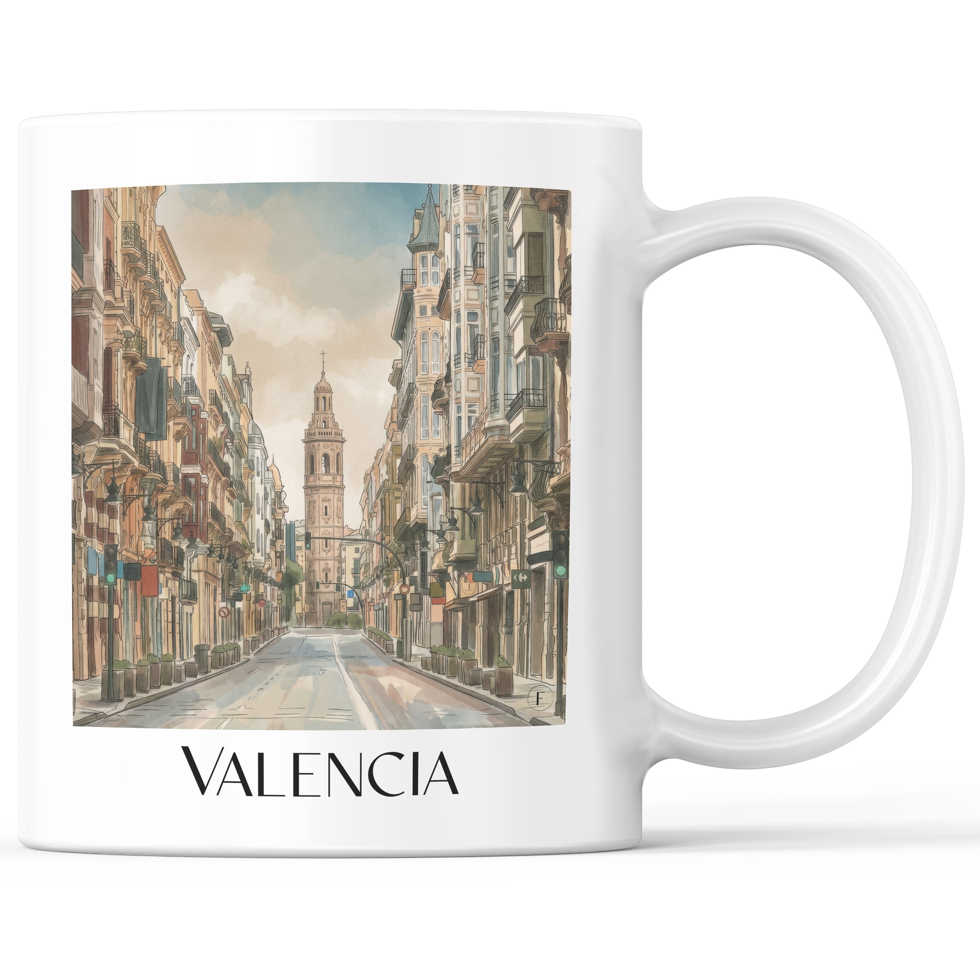 Valencia Kaffeebecher - Spanien - Spanien Becher - Kaffeetasse im Aquarell Stil - favplace