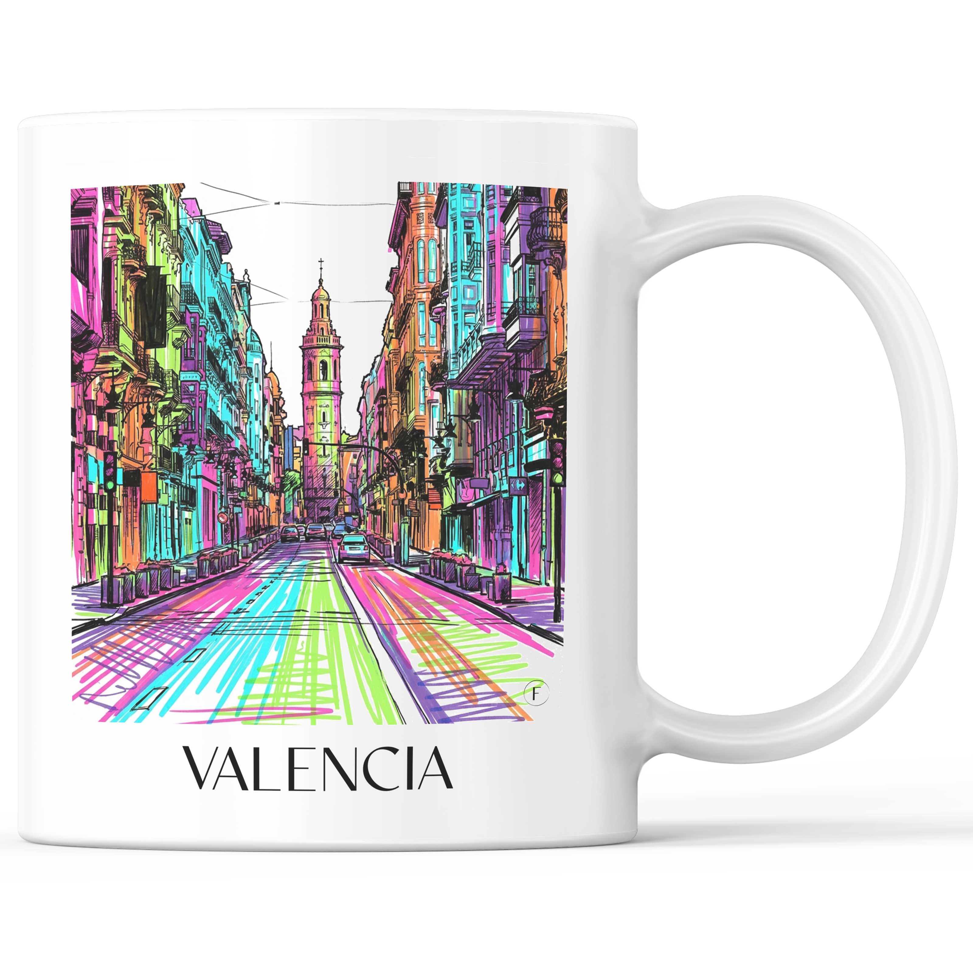 Valencia Kaffeebecher - Spanien - Spanien Becher - Kaffeetasse im Tag Graffiti Stil - favplace