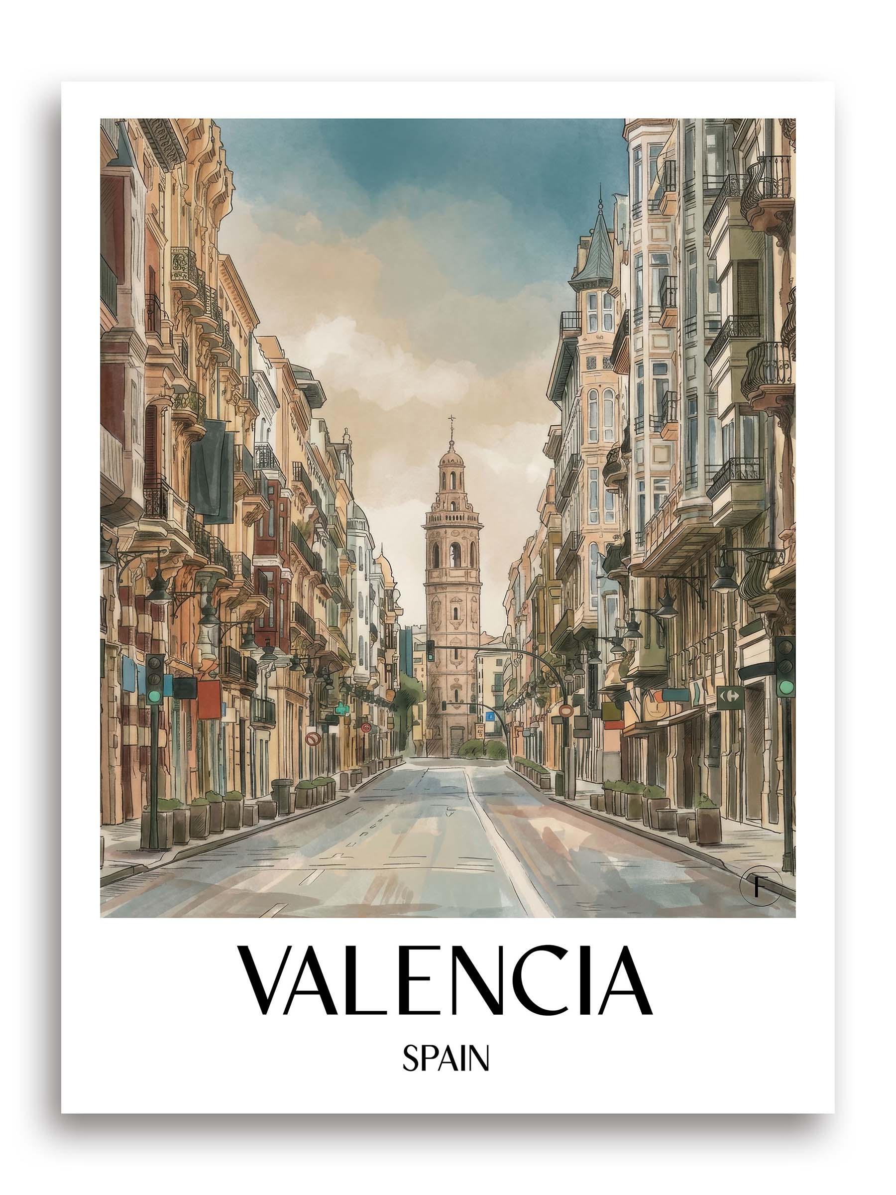Valencia Poster - Spanien - Spanien Kunstdruck - Aquarell von A4 bis A1 - favplace