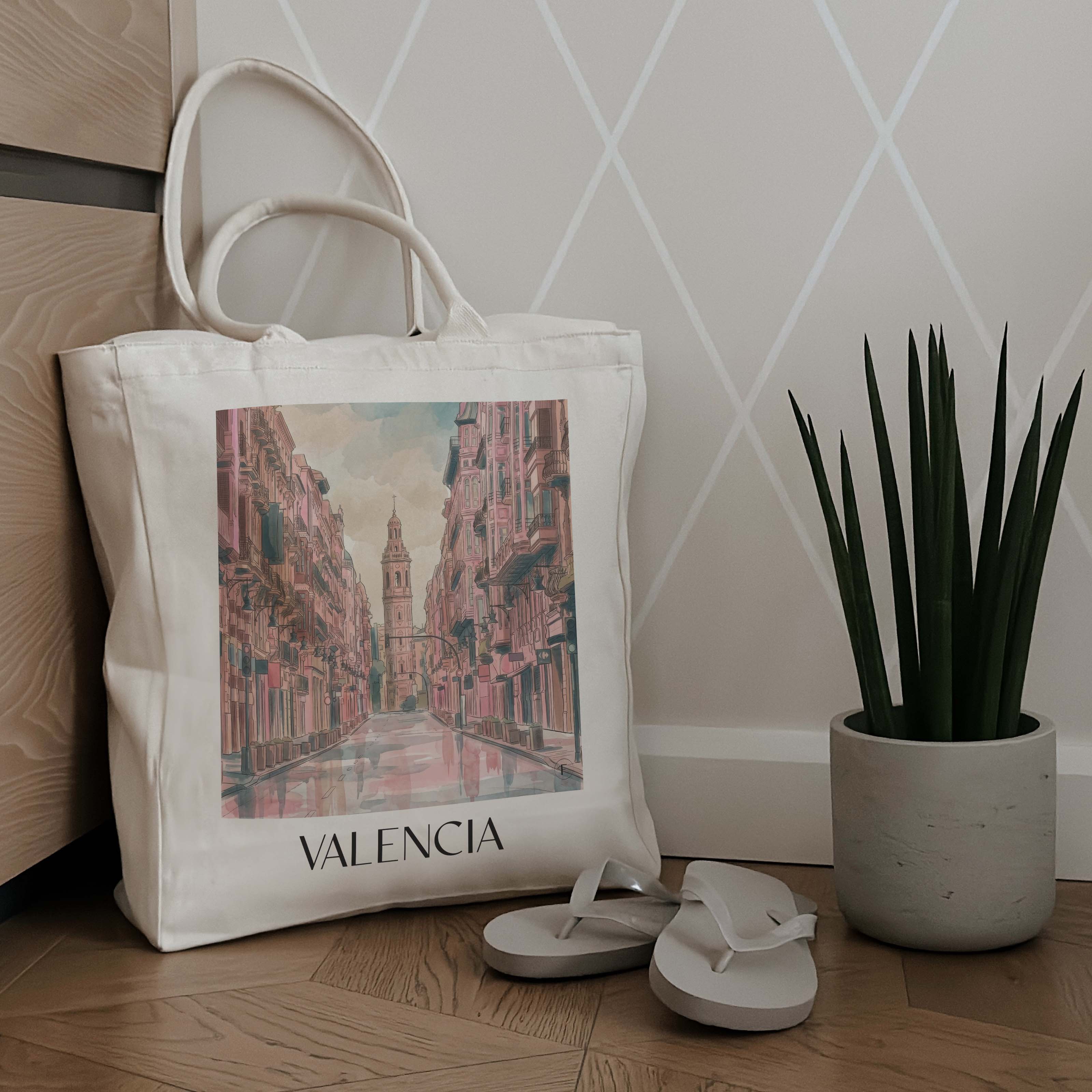 valencia-spanien-spanien-einkaufstasche-aquarell-pink-rosa