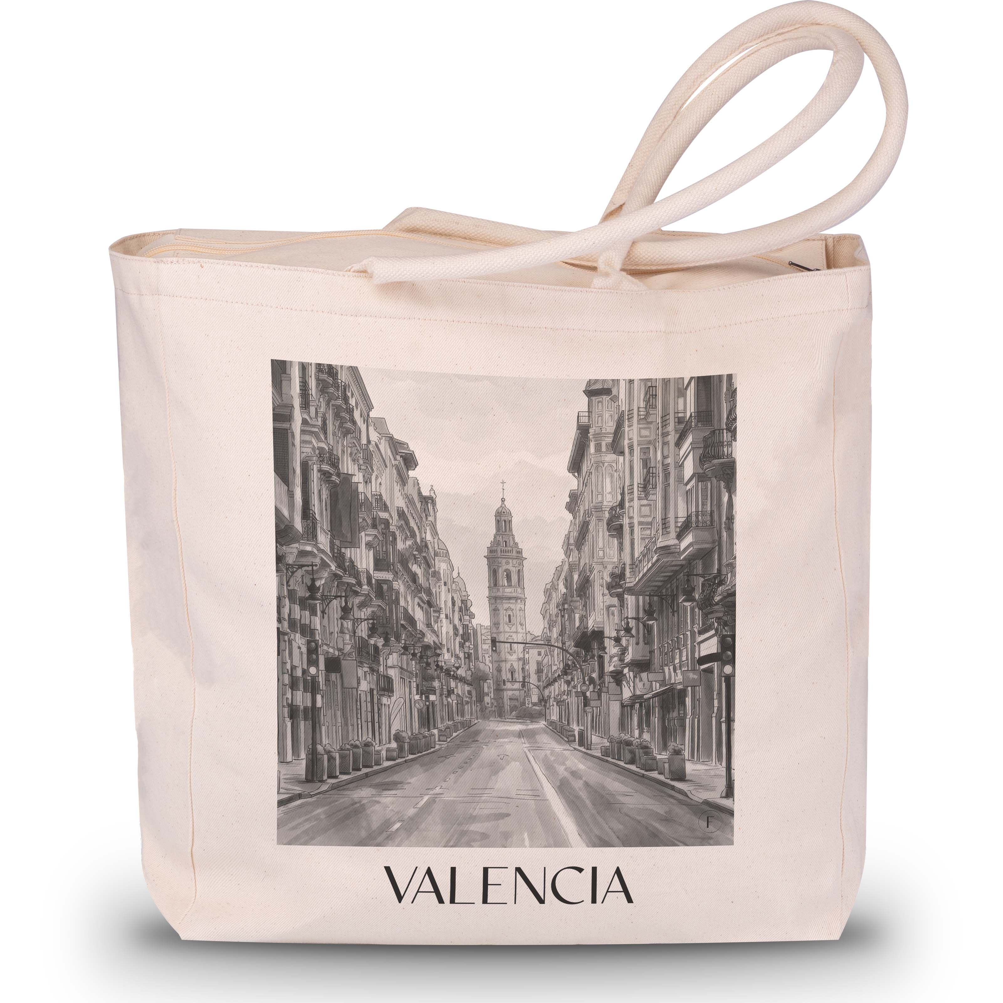 valencia-spanien-spanien-einkaufstasche-aquarell-schwarz-weiss