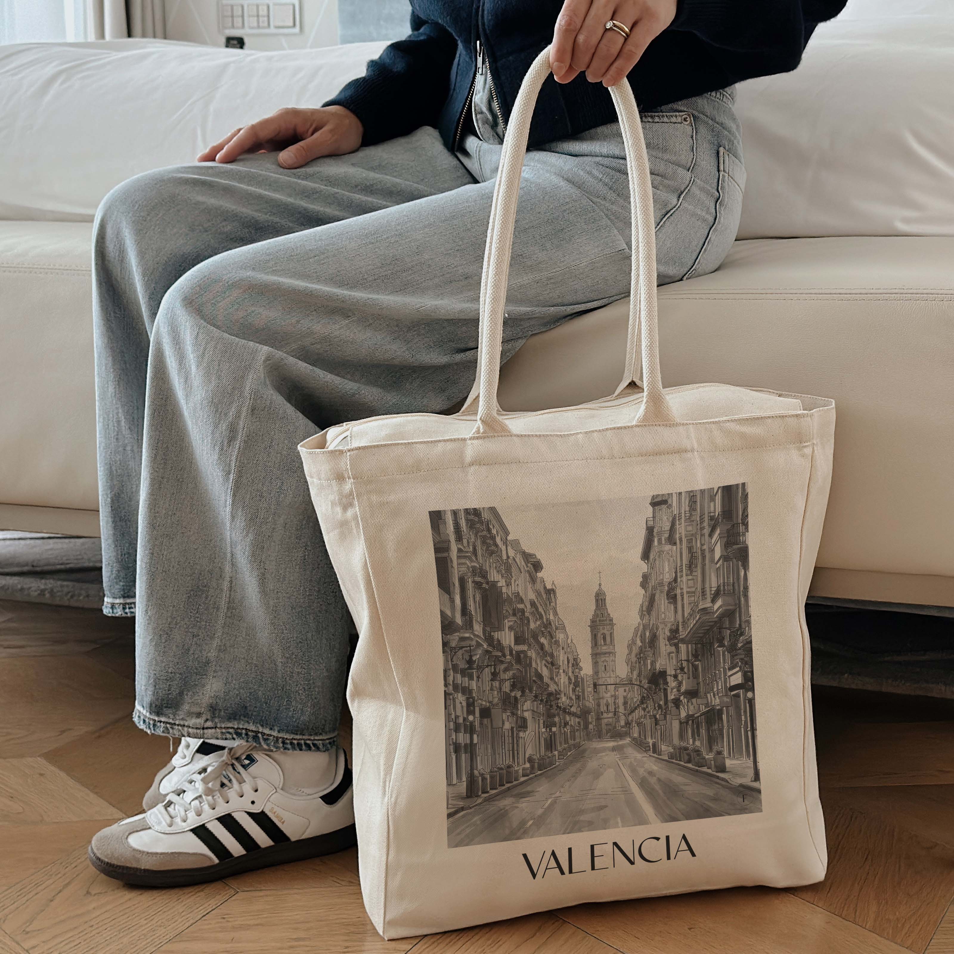 valencia-spanien-spanien-einkaufstasche-aquarell-schwarz-weiss