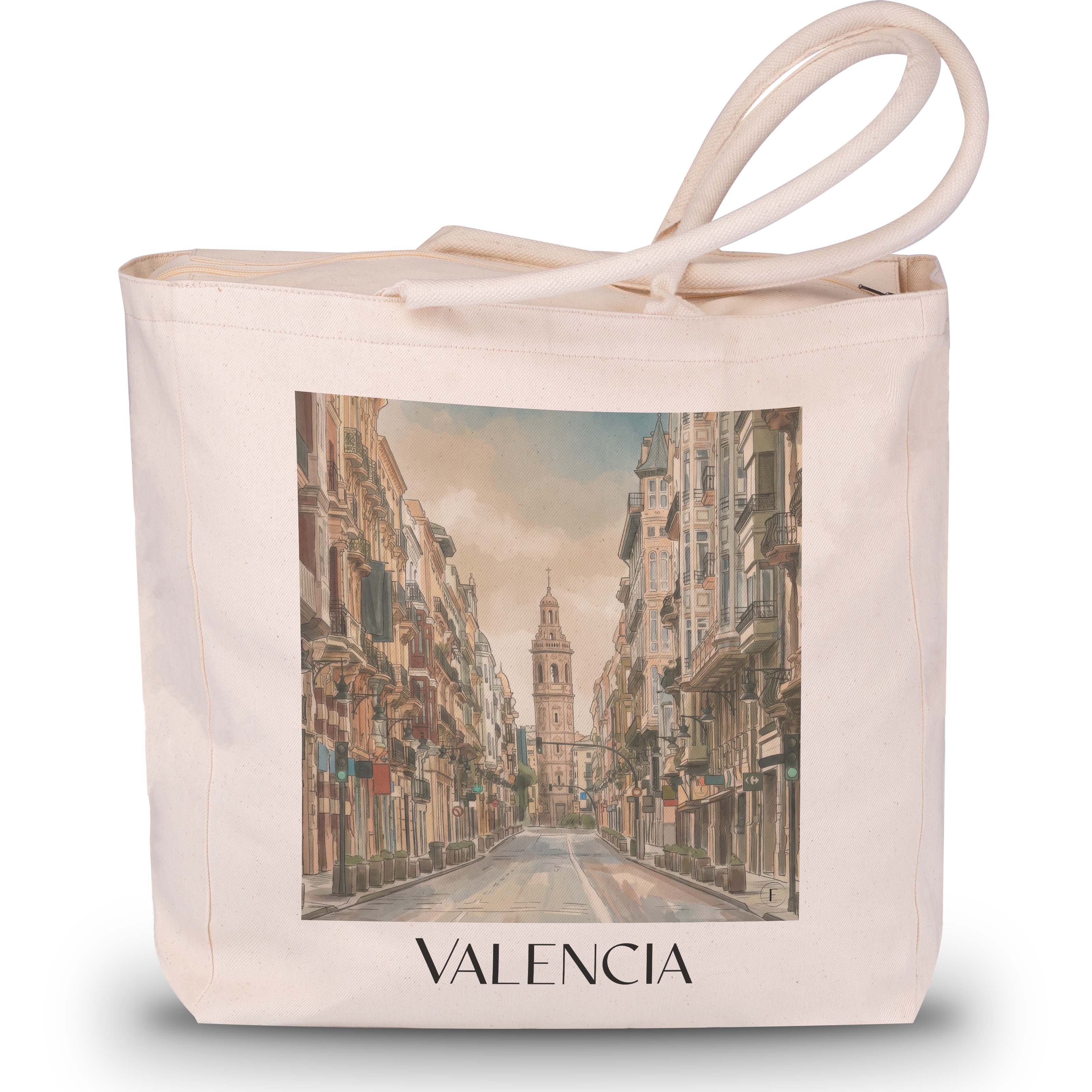 Valencia Shopping Tasche - Spanien - Spanien Tote Bag - Einkaufstasche im Aquarell Stil - favplace
