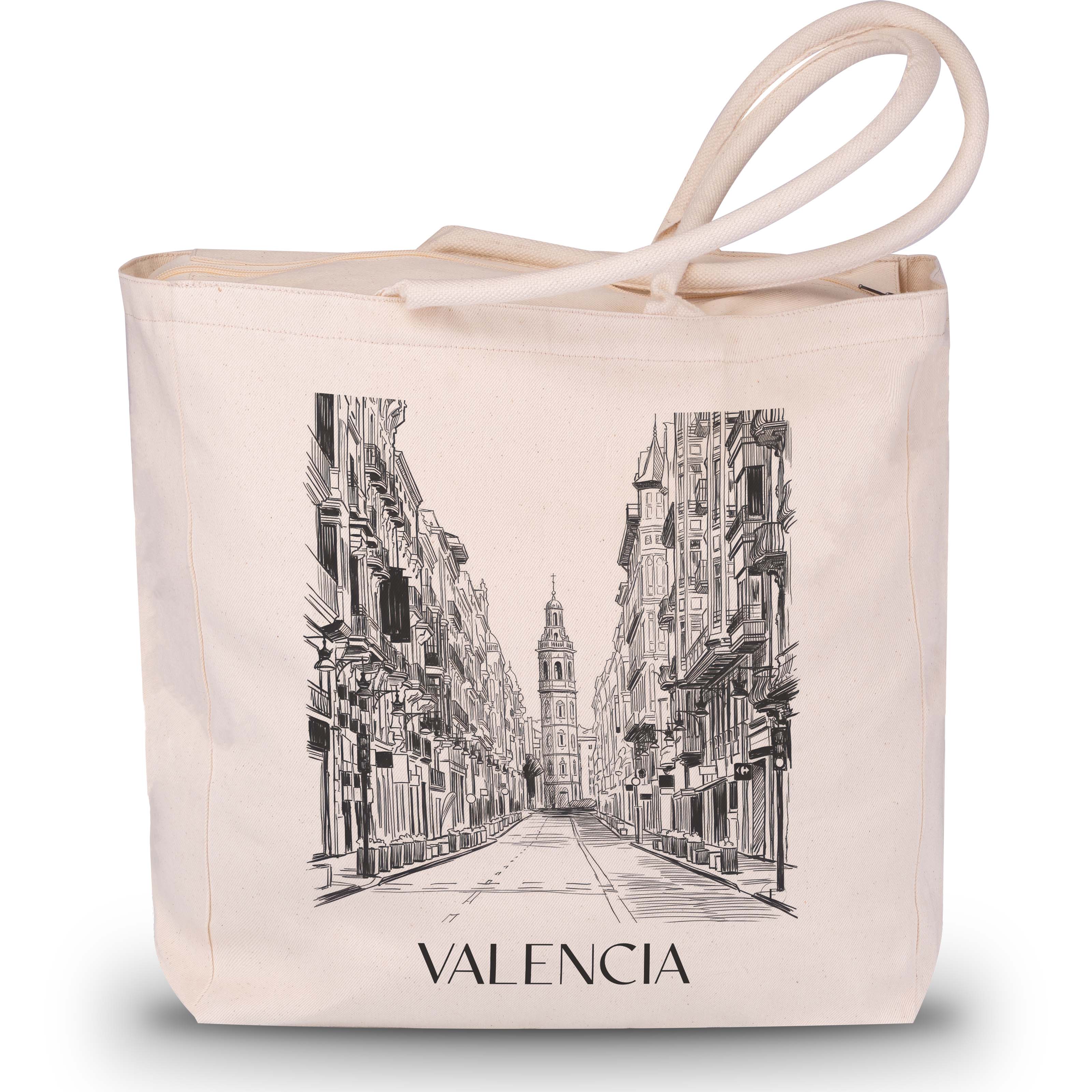 valencia-spanien-spanien-einkaufstasche-skizze