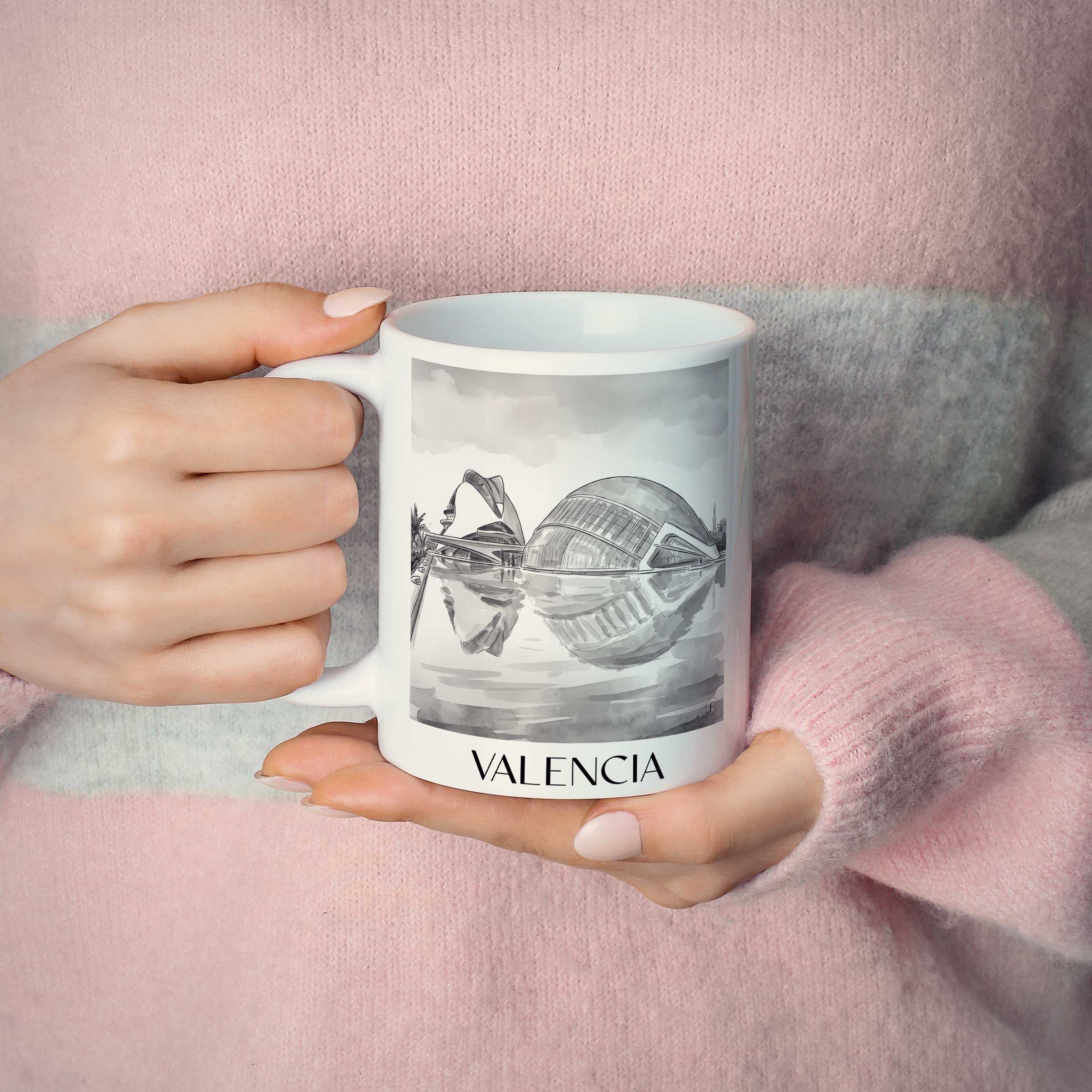 valencia-spanien-kaffeebecher-aquarell-schwarz-weiss