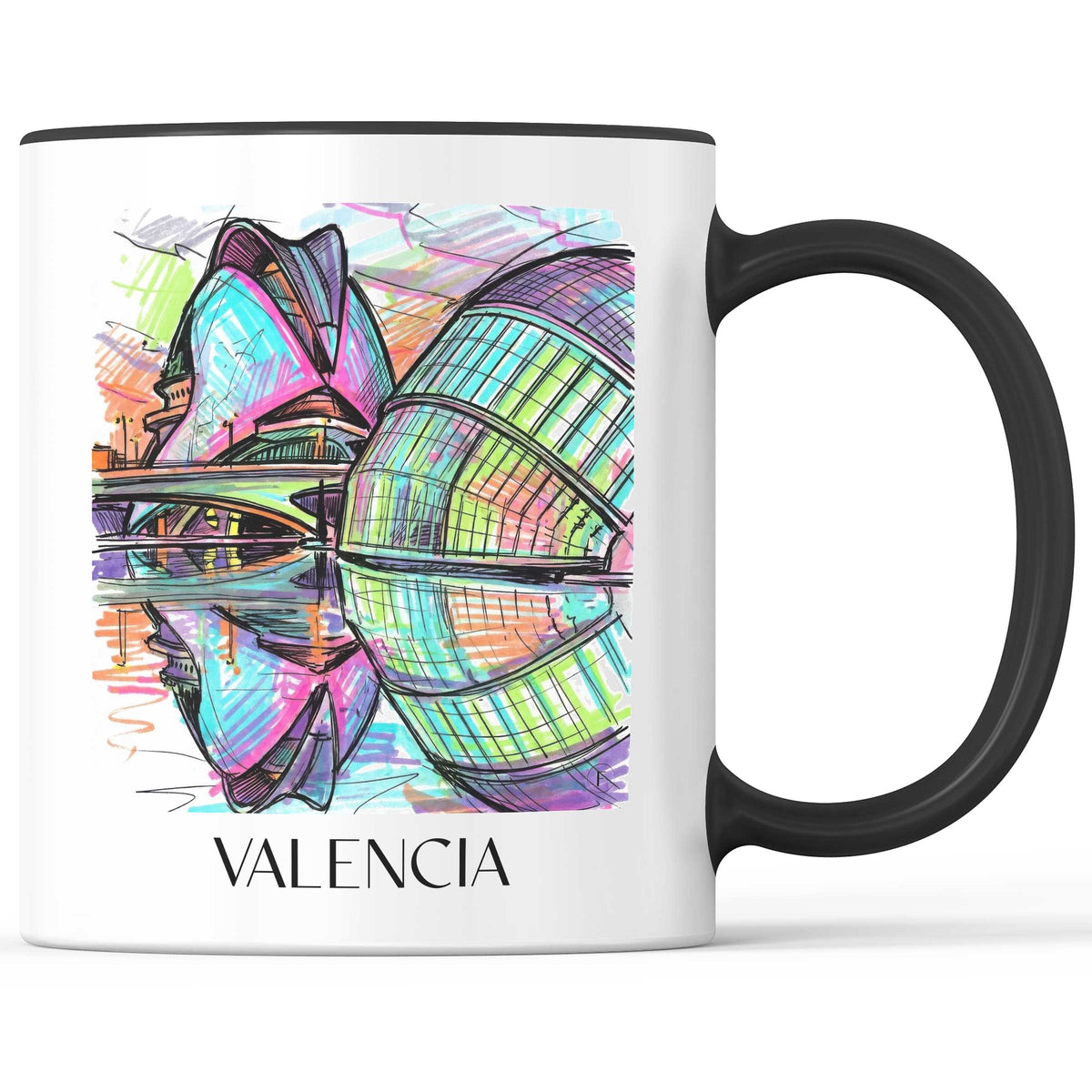 Valencia - Spanien Becher - Kaffeetasse im Tag Graffiti Stil - favplace