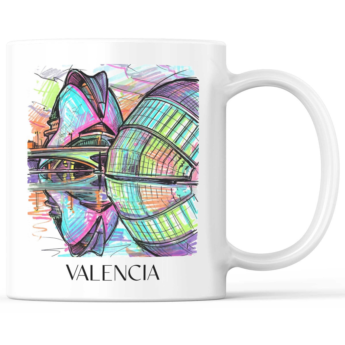 Valencia - Spanien Becher - Kaffeetasse im Tag Graffiti Stil - favplace