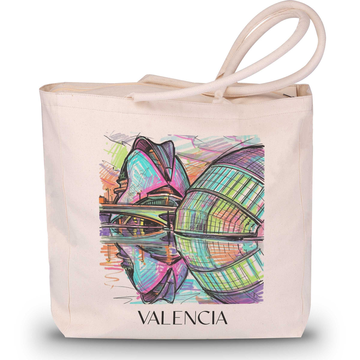 Valencia - Spanien Tote Bag - Einkaufstasche im Tag Graffiti Stil - favplace