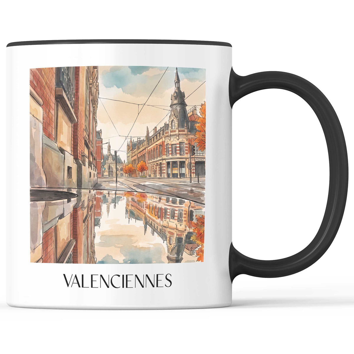 Valenciennes Kaffeebecher - Nord - Frankreich Becher - Kaffeetasse im Aquarell Stil - favplace