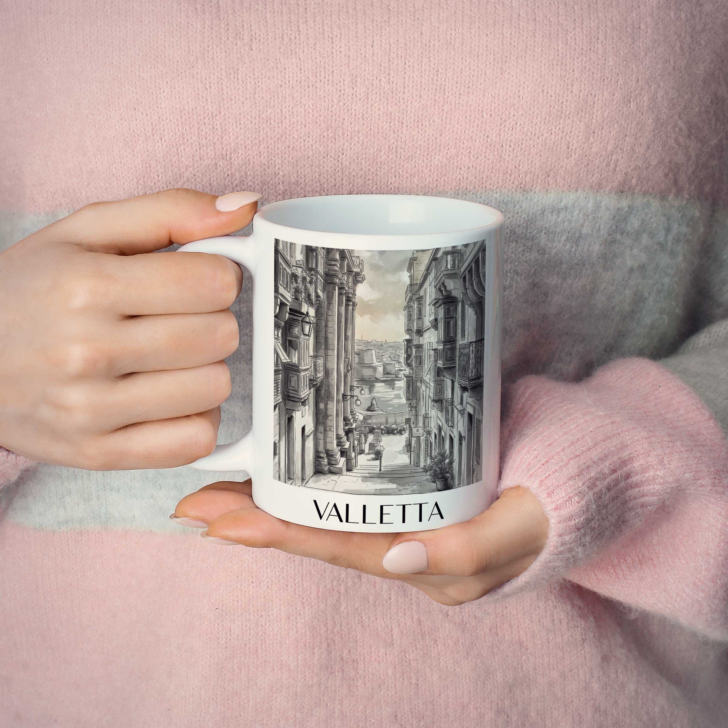 valletta-malta-kaffeebecher-aquarell-schwarz-weiss