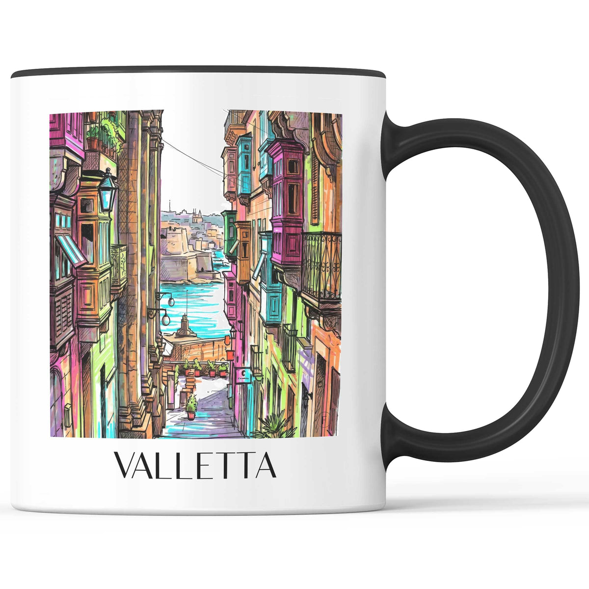 Valletta - Malta Becher - Kaffeetasse im Tag Graffiti Stil - favplace