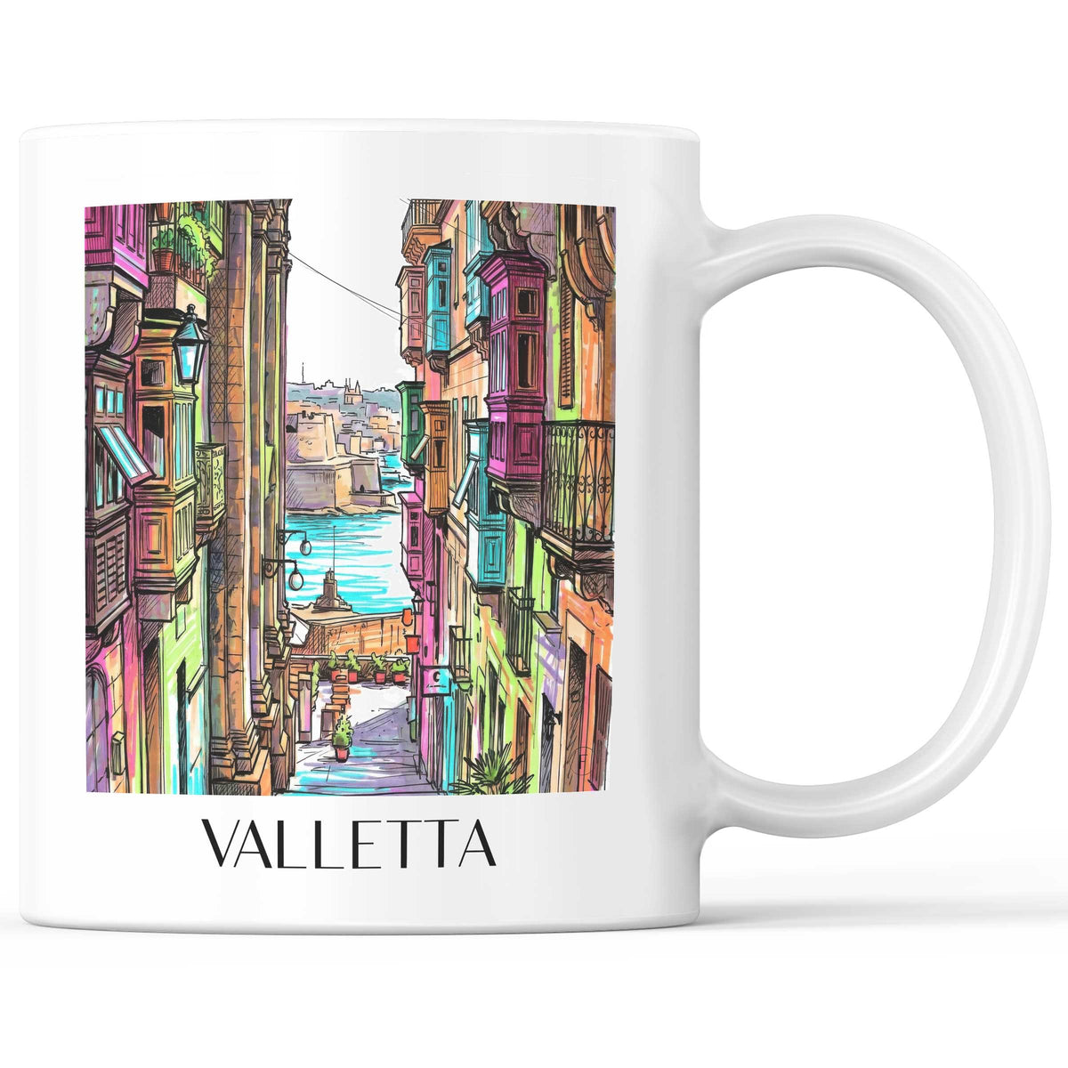 Valletta - Malta Becher - Kaffeetasse im Tag Graffiti Stil - favplace