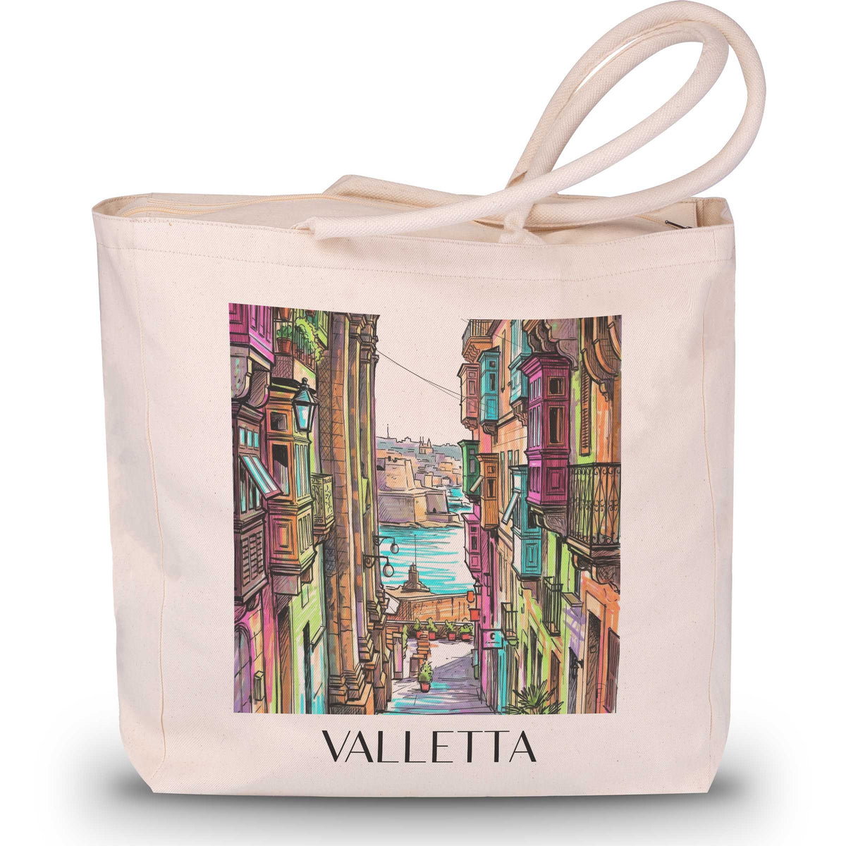 Valletta - Malta Tote Bag - Einkaufstasche im Tag Graffiti Stil - favplace