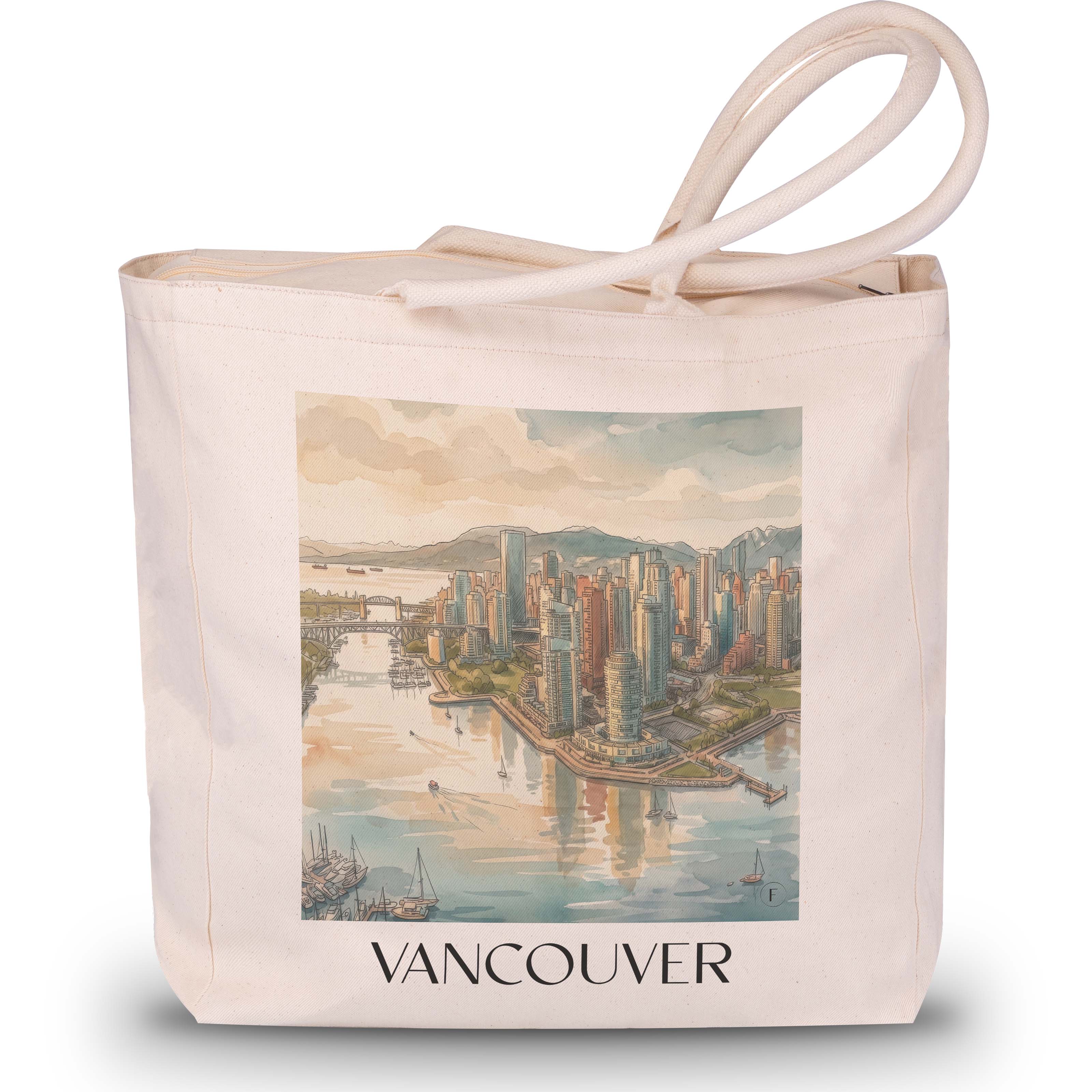 Vancouver - Kanada Tote Bag - Einkaufstasche im Aquarell Stil - favplace