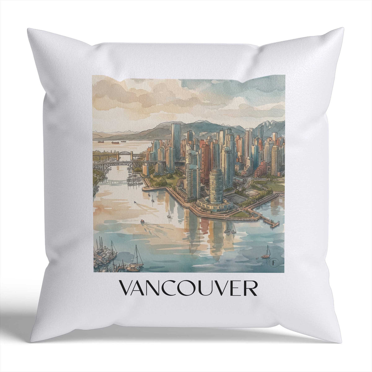 Vancouver Kissenhülle - Zierkissen Bezug - Kanada - Kanada Kissen bzw. Kissenbezug im Aquarell Stil - favplace