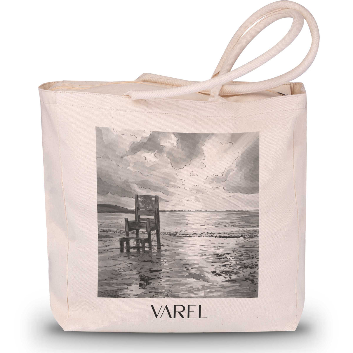 Varel Shopping Tasche - Friesland - Deutschland Tote Bag - Einkaufstasche im Aquarell Schwarz-Weiß Stil - favplace