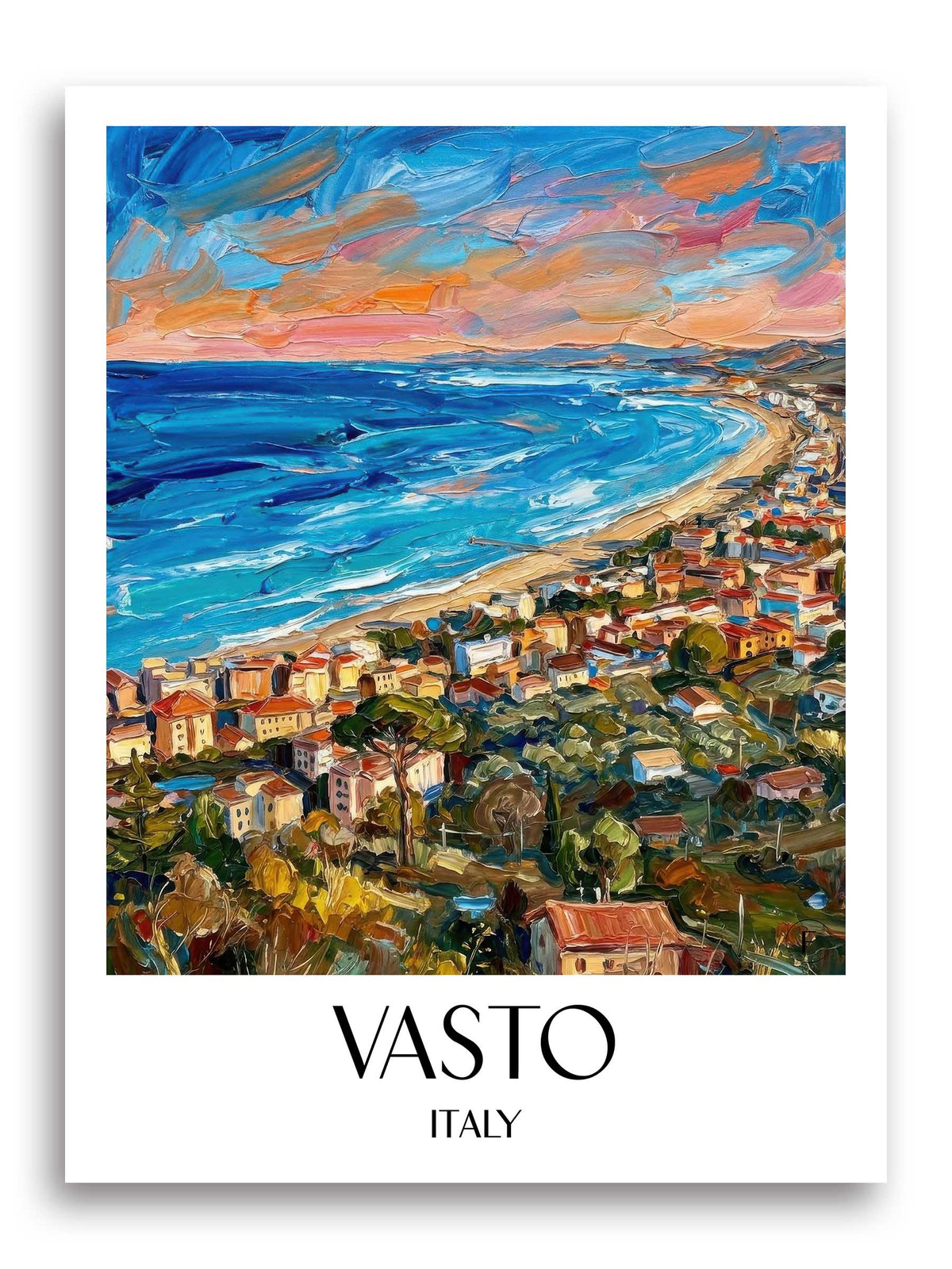 Vasto Poster - Abruzzen - Italien Kunstdruck - Ölgemälde von A4 bis A1 - favplace