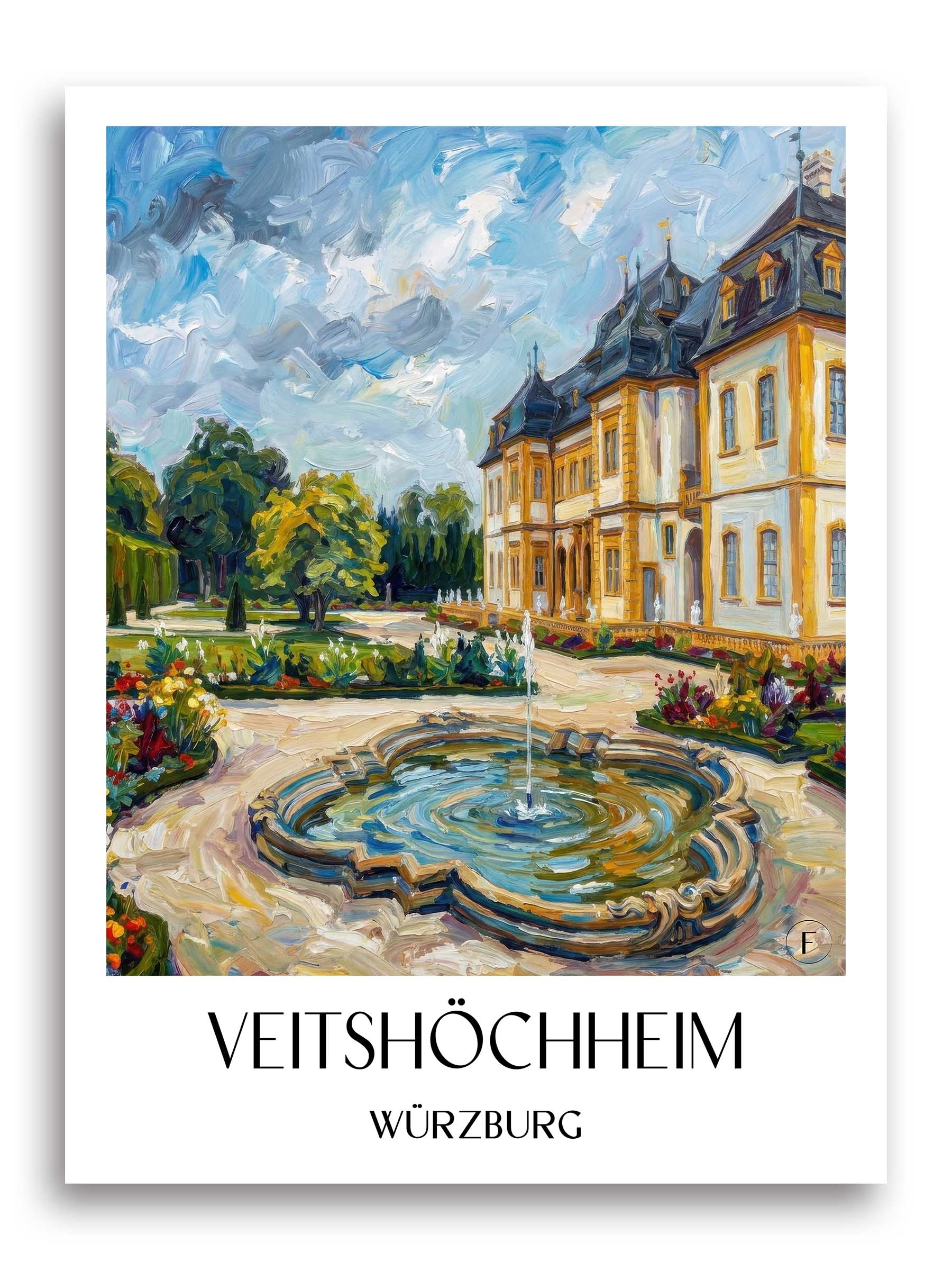 Veitshöchheim Poster - Würzburg - Deutschland Kunstdruck - Ölgemälde von A4 bis A1 - favplace