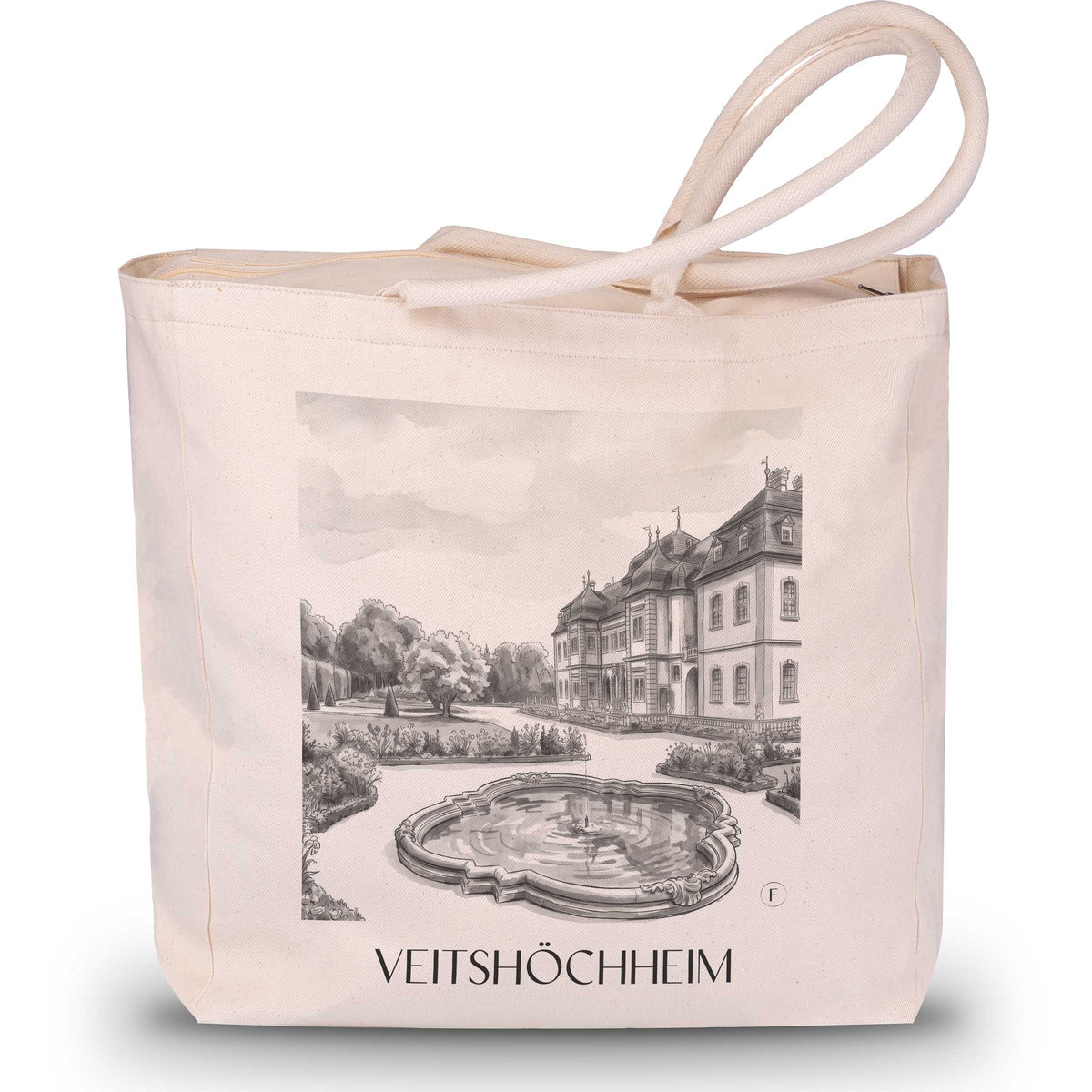 Veitshöchheim Shopping Tasche - Würzburg - Deutschland Tote Bag - Einkaufstasche im Aquarell Schwarz-Weiß Stil - favplace