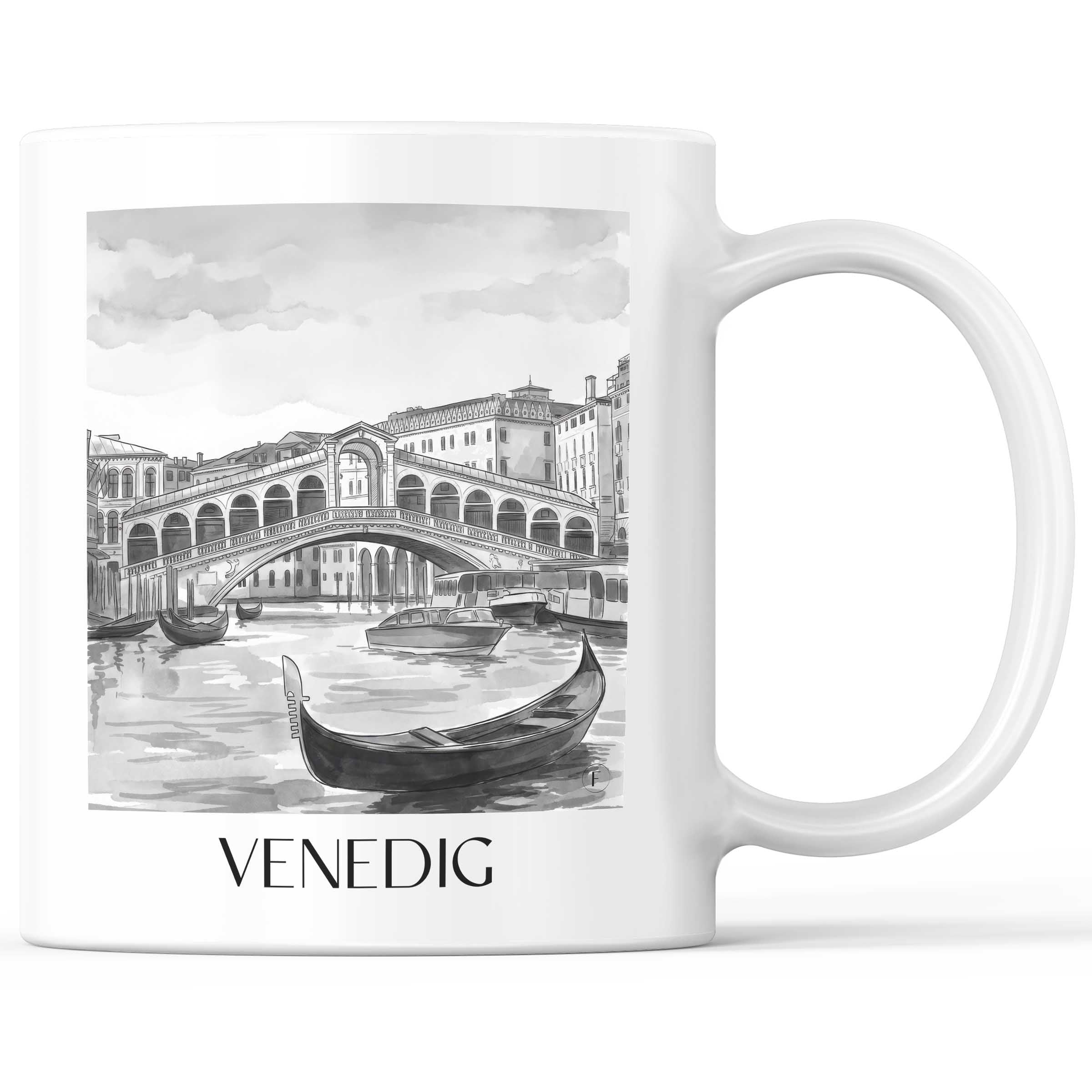 Venedig - Italien Becher - Kaffeetasse im Aquarell Schwarz-Weiß Stil - favplace