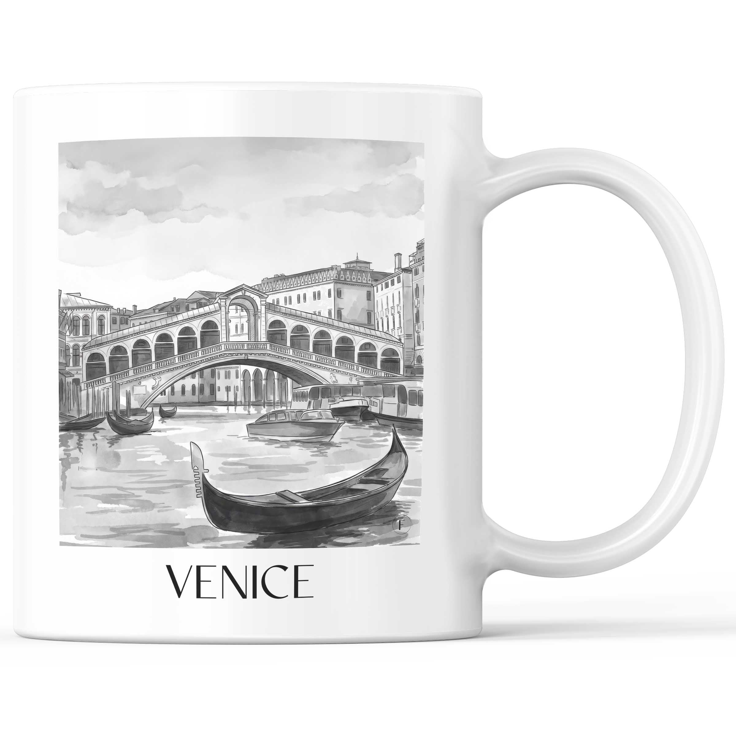 Venedig - Italien Becher - Kaffeetasse im Aquarell Schwarz-Weiß Stil - favplace