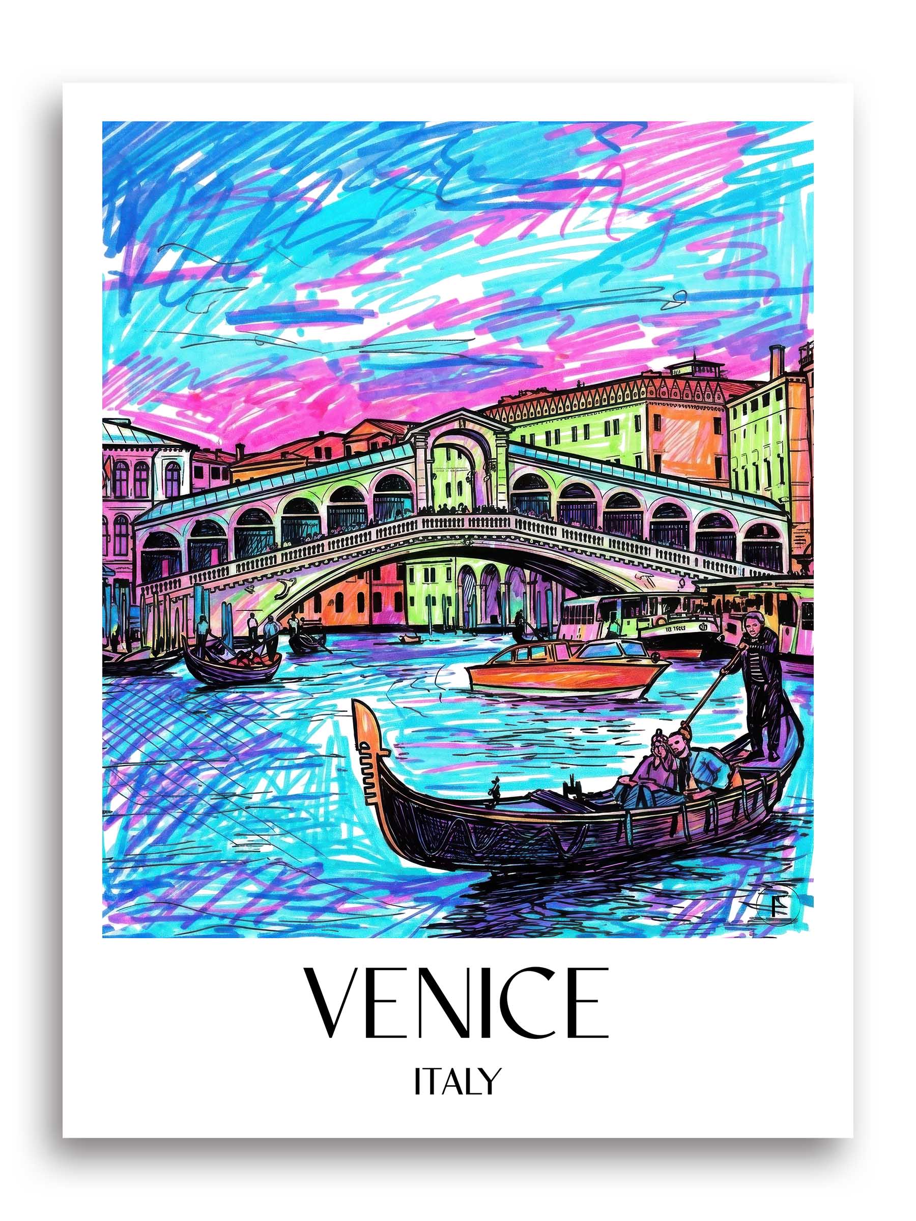 Venedig Poster - - Italien Kunstdruck - Tag Graffiti von A4 bis A1 - favplace