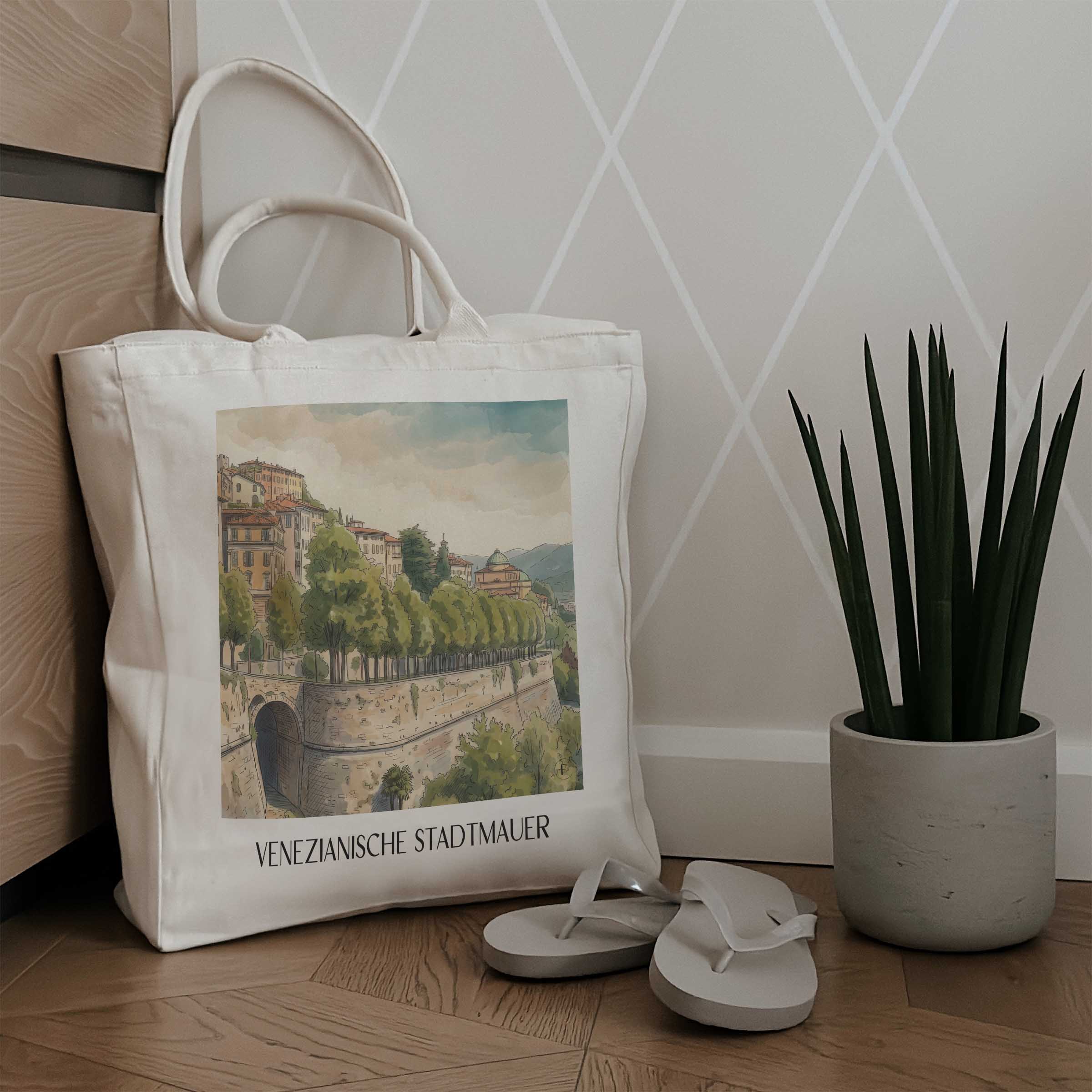 venezianische-stadtmauer-bergamo-italien-einkaufstasche-aquarell