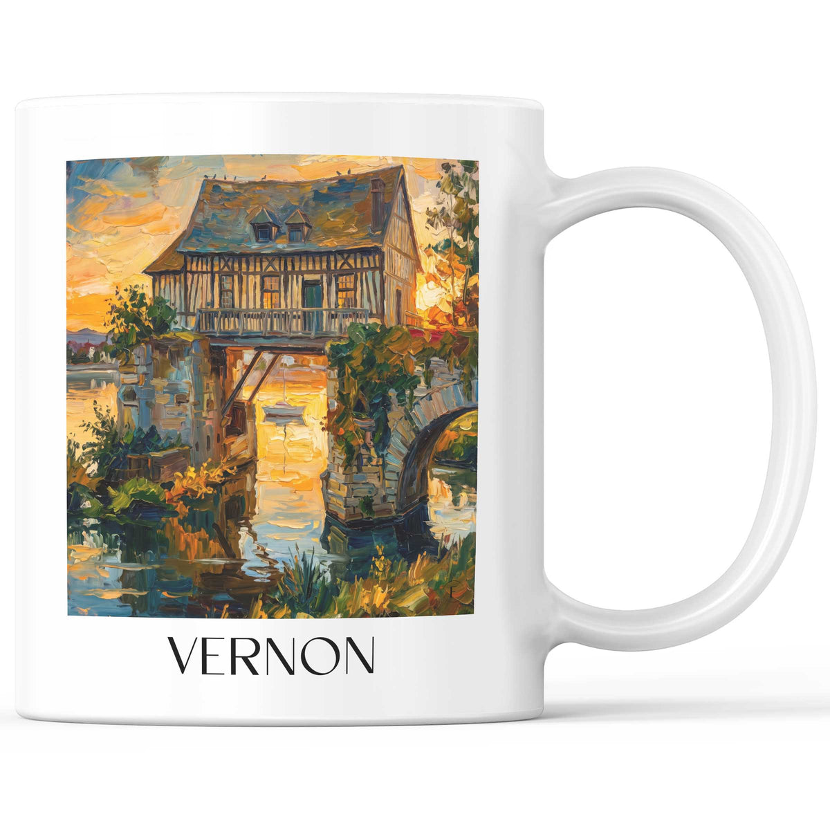 Vernon Kaffeebecher - Vallée de la Seine - Frankreich Becher - Kaffeetasse im Ölgemälde Stil - favplace