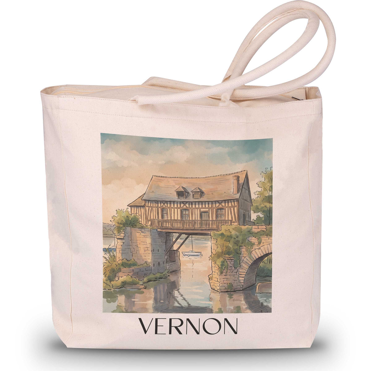 vernon-vallée-de-la-seine-frankreich-einkaufstasche-aquarell