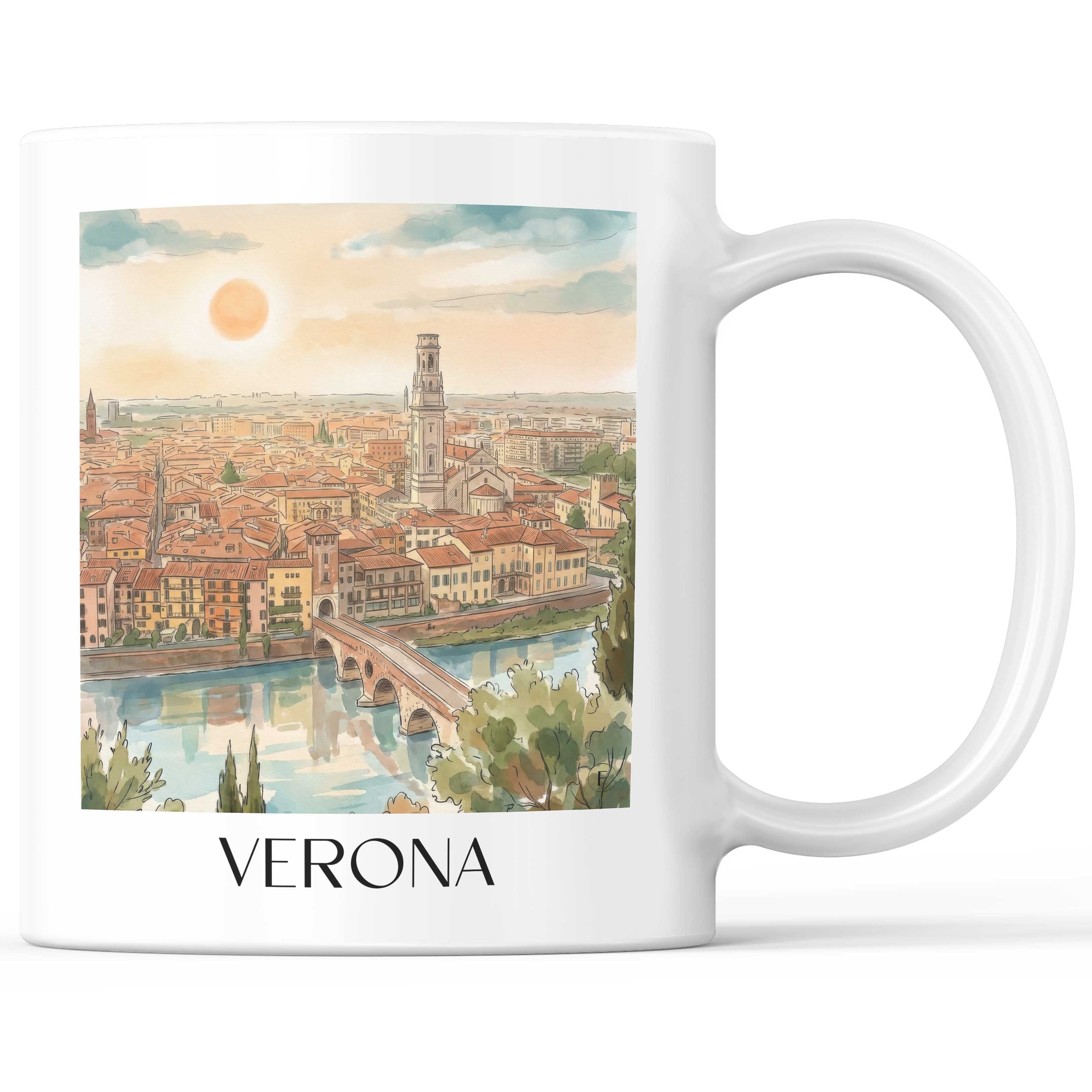 Verona Kaffeebecher - Italien - Italien Becher - Kaffeetasse im Aquarell Stil - favplace