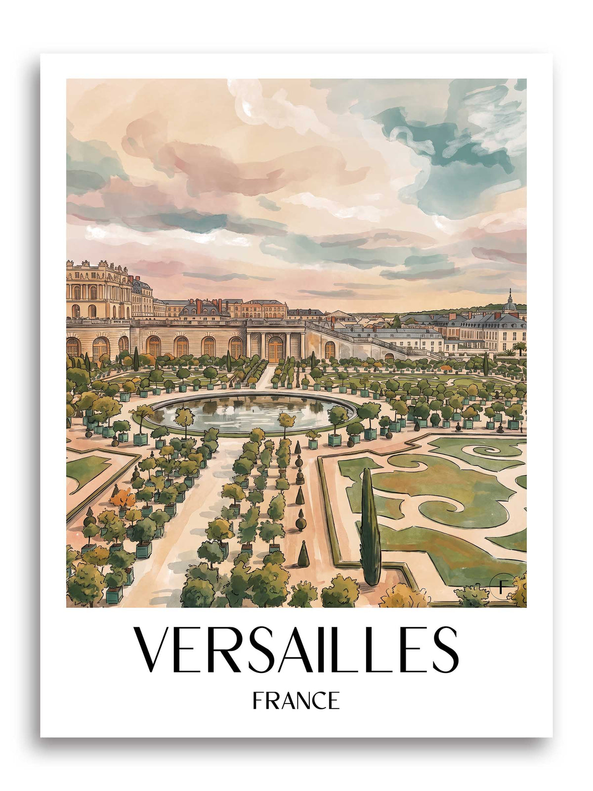 Versailles Poster - Frankreich - Frankreich Kunstdruck - Aquarell von A4 bis A1 - favplace