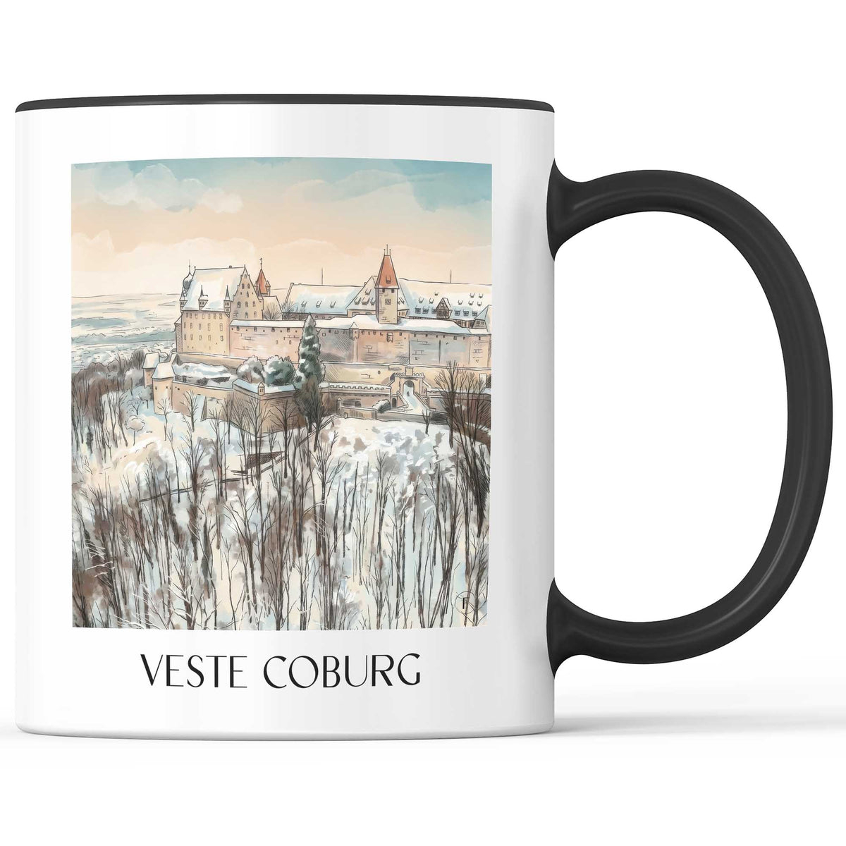 veste-coburg-oberfranken-deutschland-kaffeebecher-aquarell