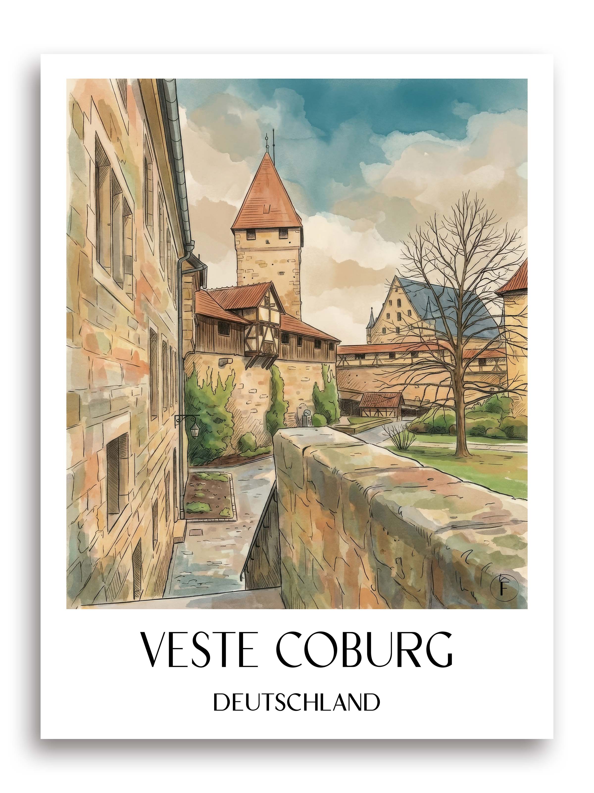 veste-coburg-deutschland-poster-aquarell