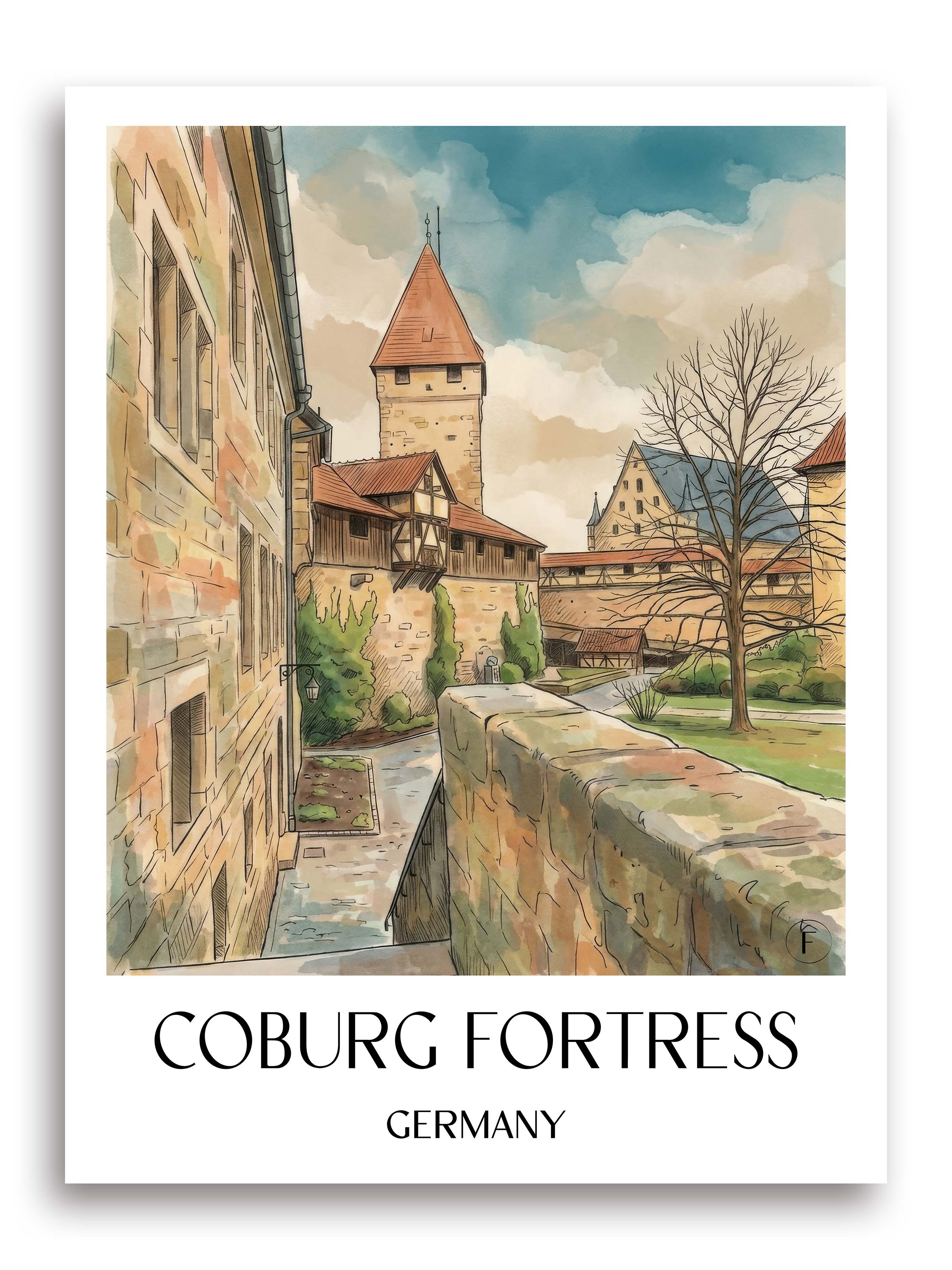 Veste Coburg Poster - - Deutschland Kunstdruck - Aquarell von A4 bis A1 - favplace