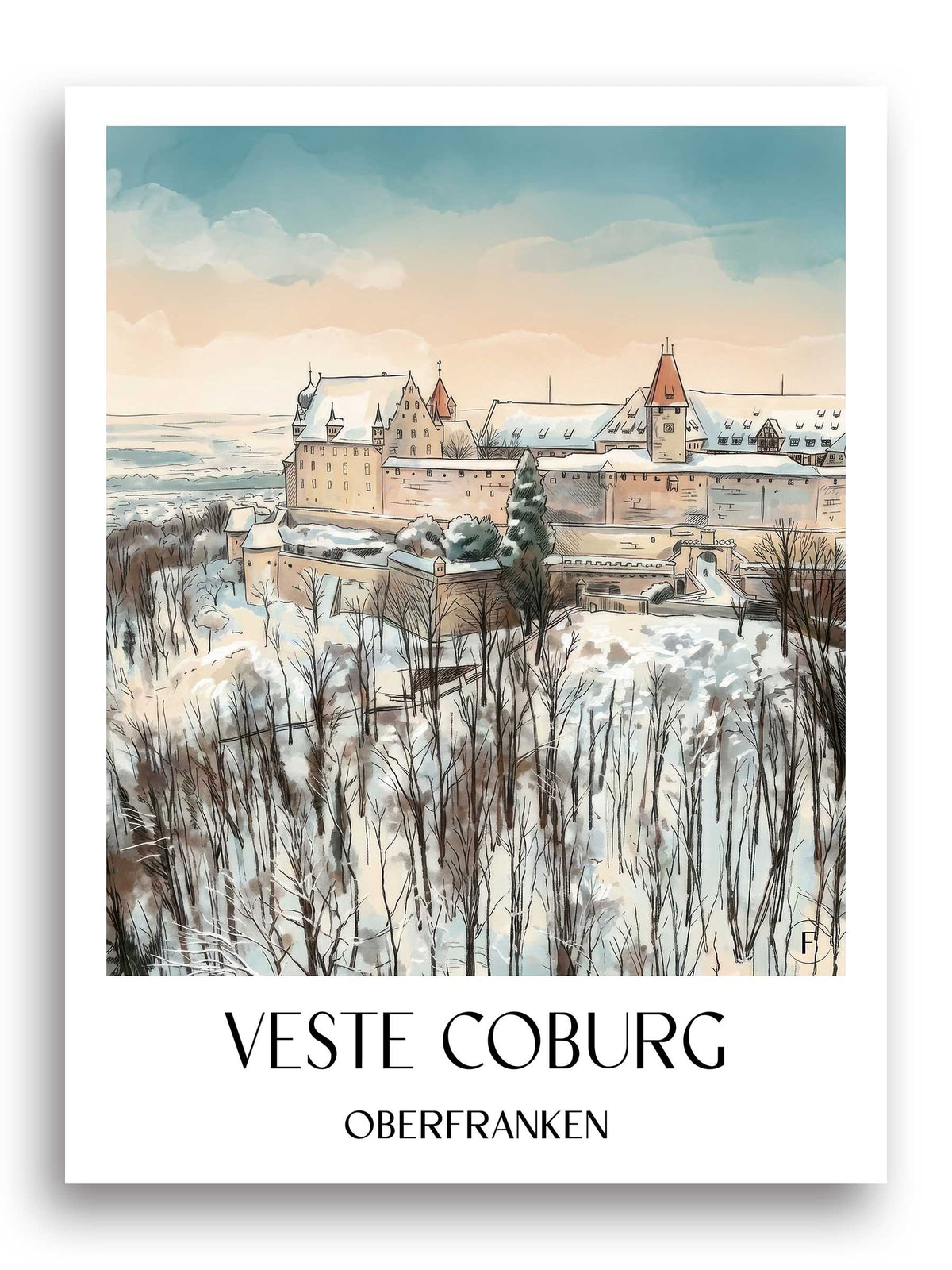 veste-coburg-oberfranken-deutschland-poster-aquarell