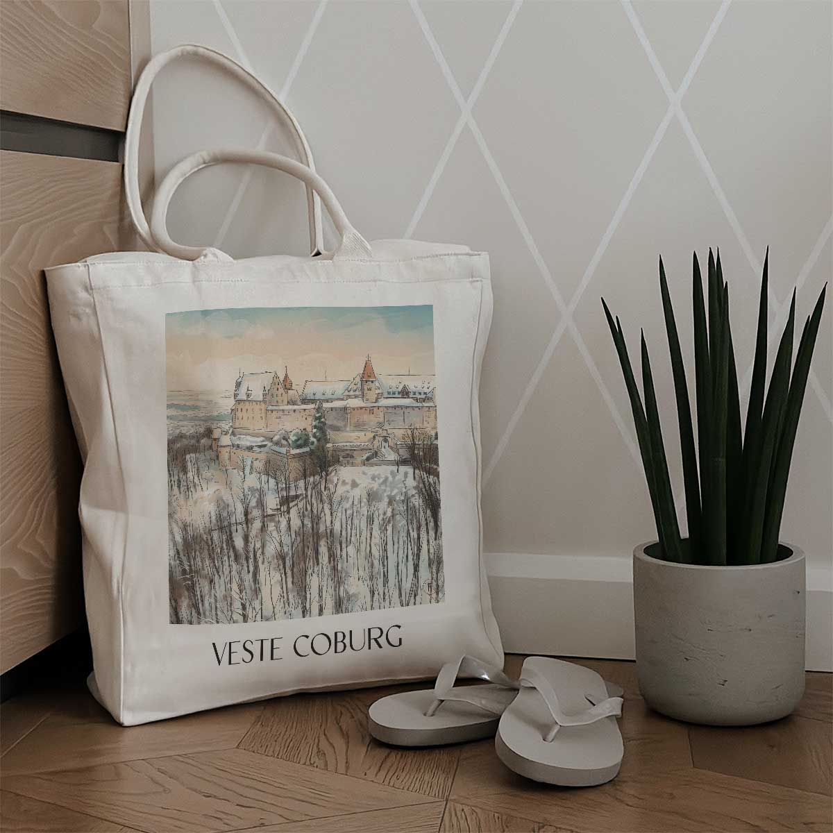 veste-coburg-oberfranken-deutschland-einkaufstasche-aquarell
