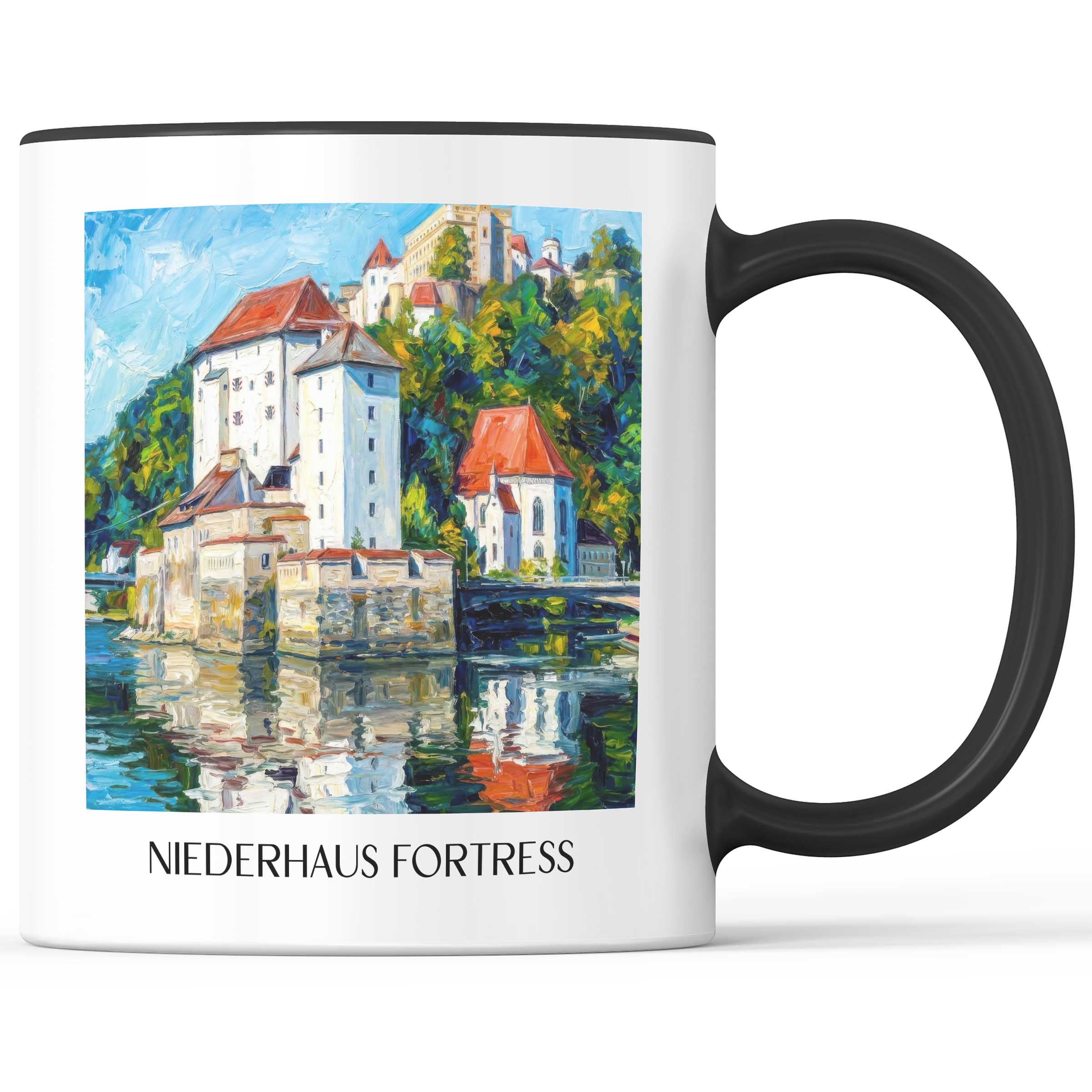 Veste Niederhaus Kaffeebecher - Passau - Deutschland Becher - Kaffeetasse im Ölgemälde Stil - favplace
