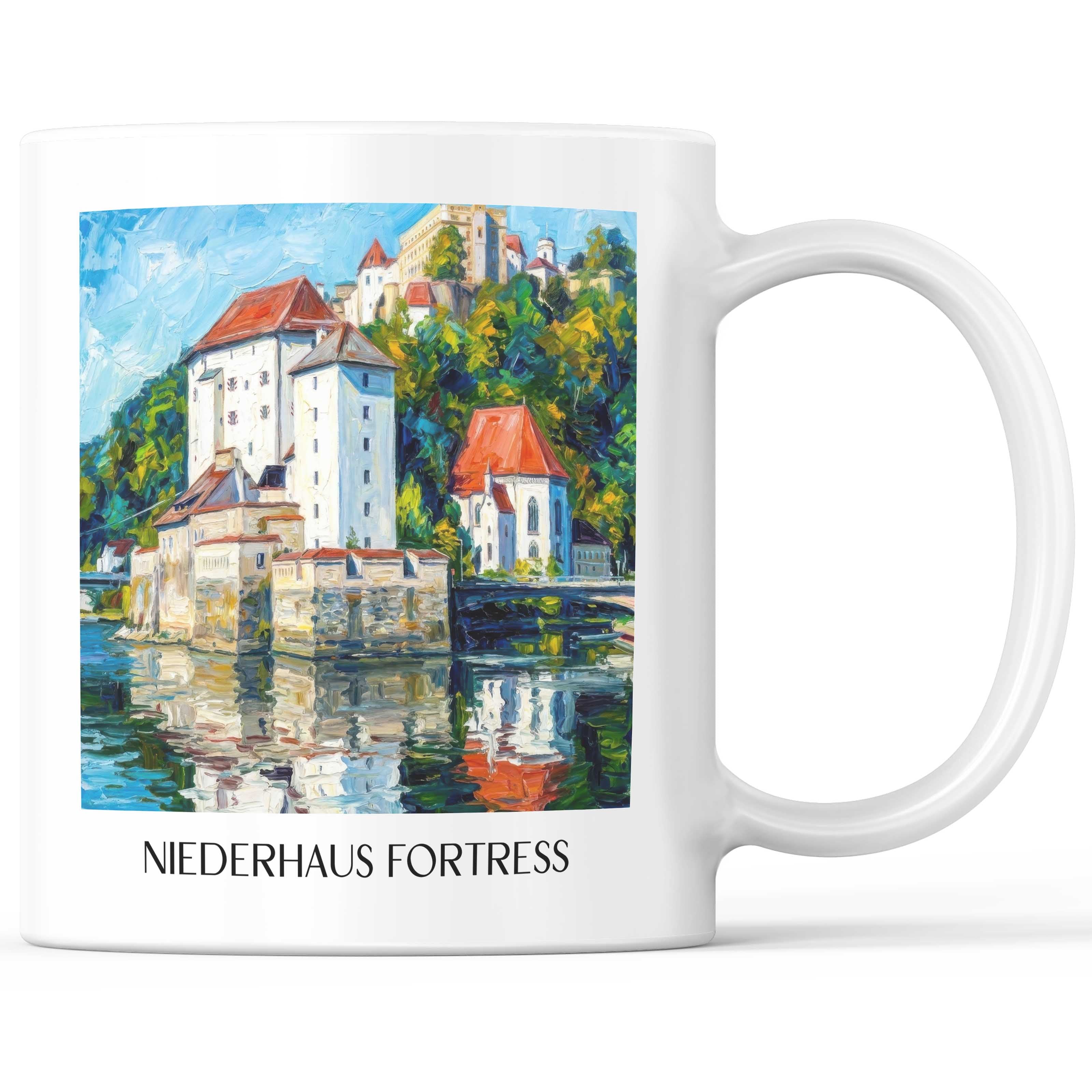 Veste Niederhaus Kaffeebecher - Passau - Deutschland Becher - Kaffeetasse im Ölgemälde Stil - favplace