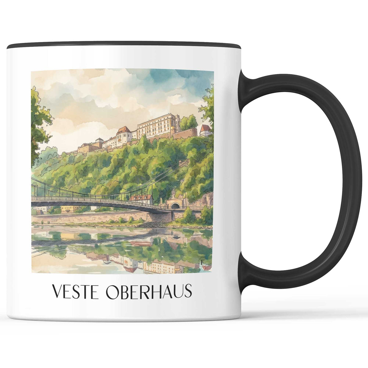 veste-oberhaus-passau-deutschland-kaffeebecher-aquarell