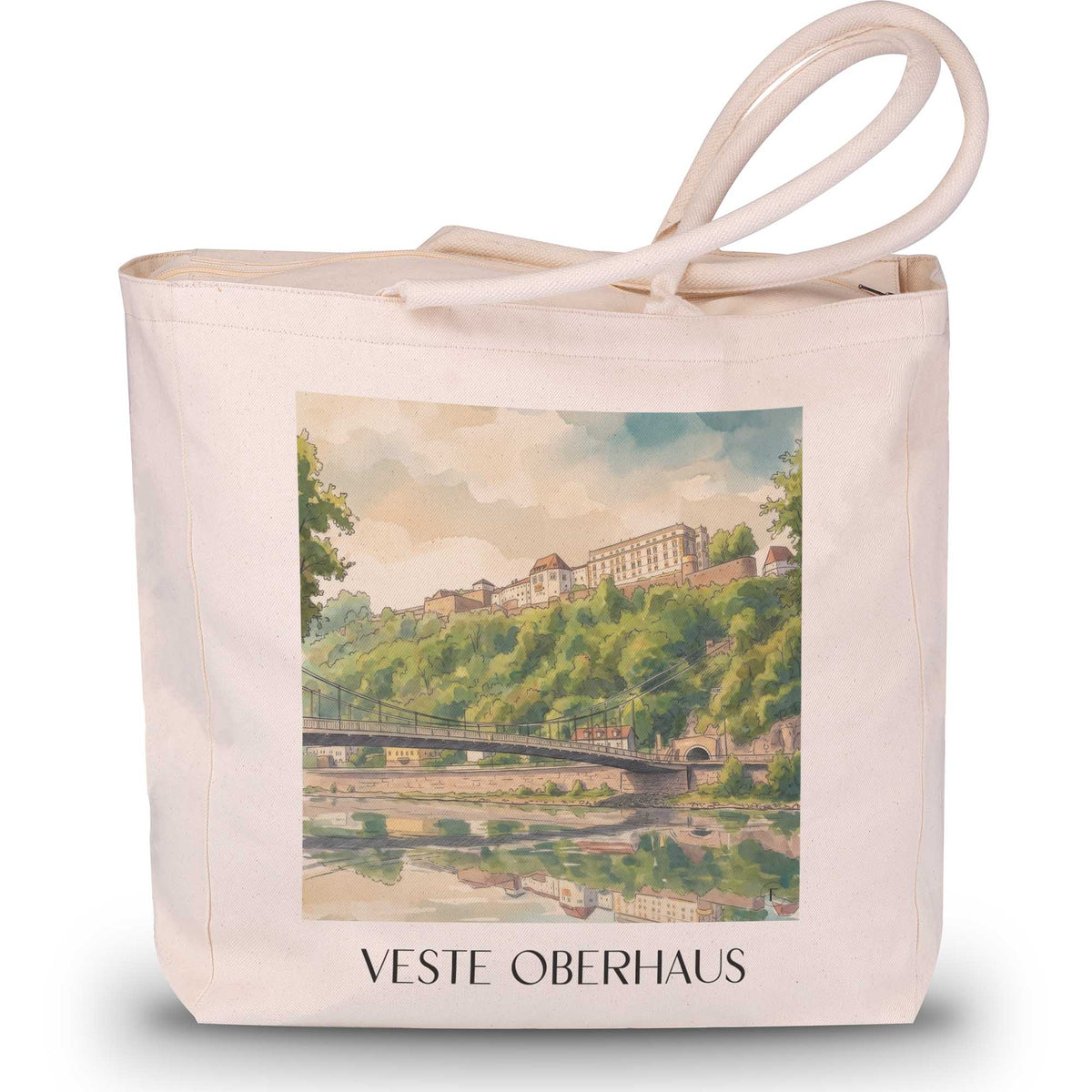 veste-oberhaus-passau-deutschland-einkaufstasche-aquarell